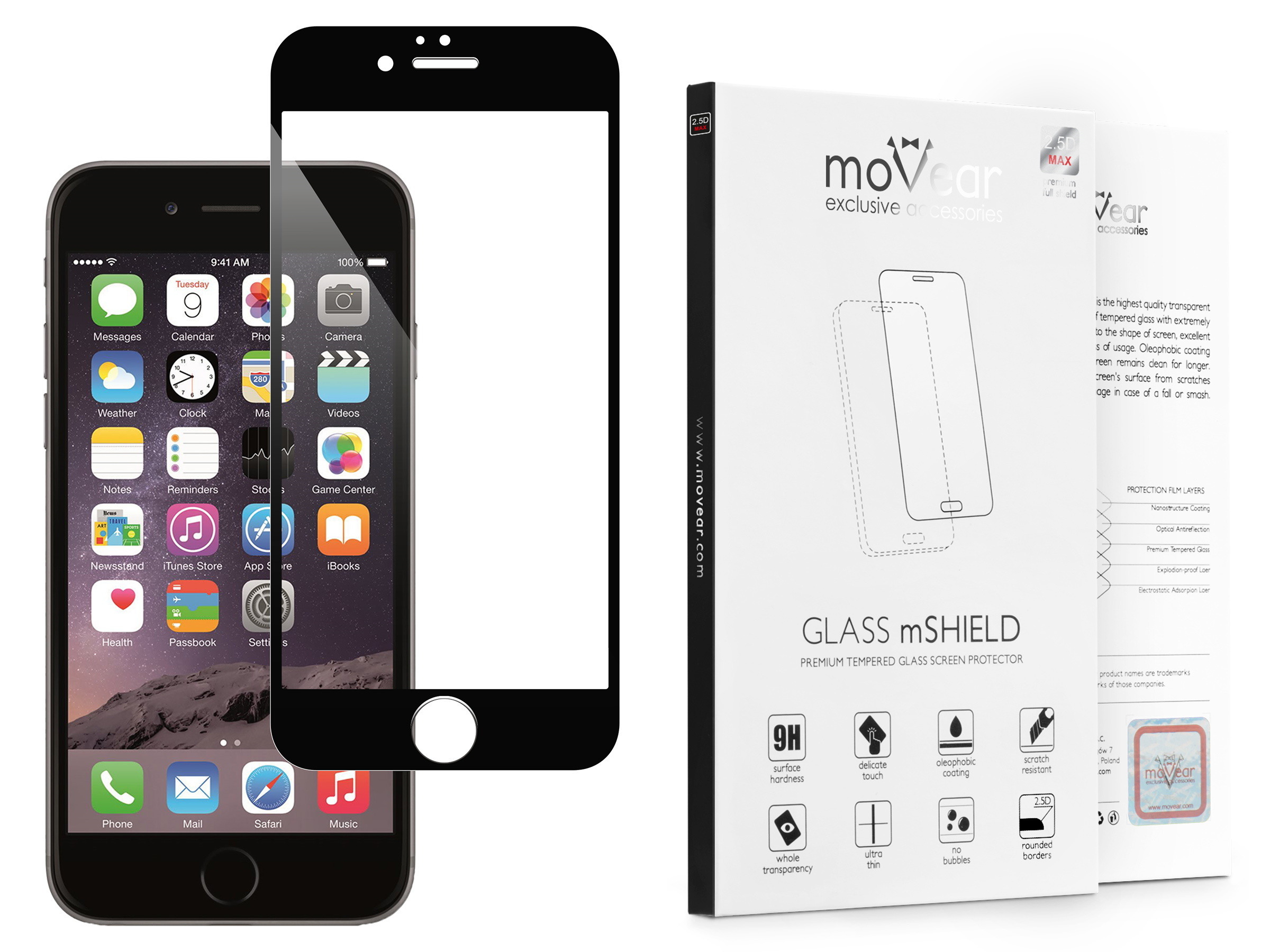 

moVear Szkło Hartowane 2.5D 9H do iPhone 6 6s 4.7