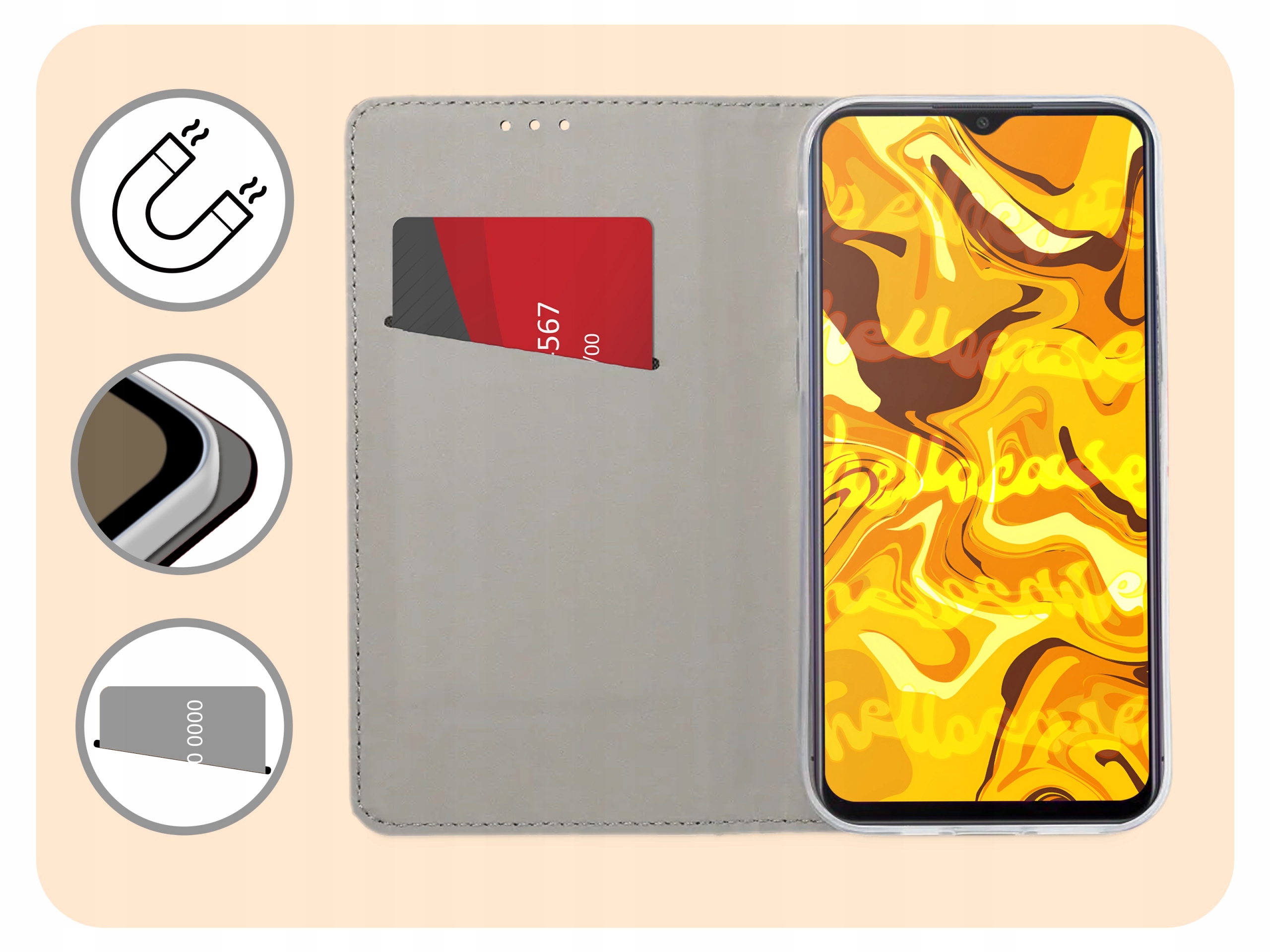 ETUI Z KLAPKĄ DO XIAOMI REDMI 9 CZARNE ZAMYKANE MAGNETYCZNE KABURA FUTERAŁ Marka Hello Case