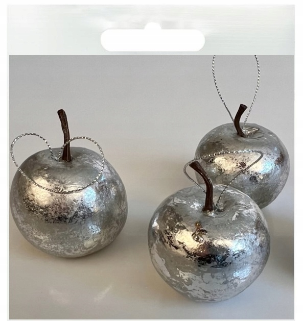 

Srebrne jabłka na talerz dekoracje 4szt Całoroczne