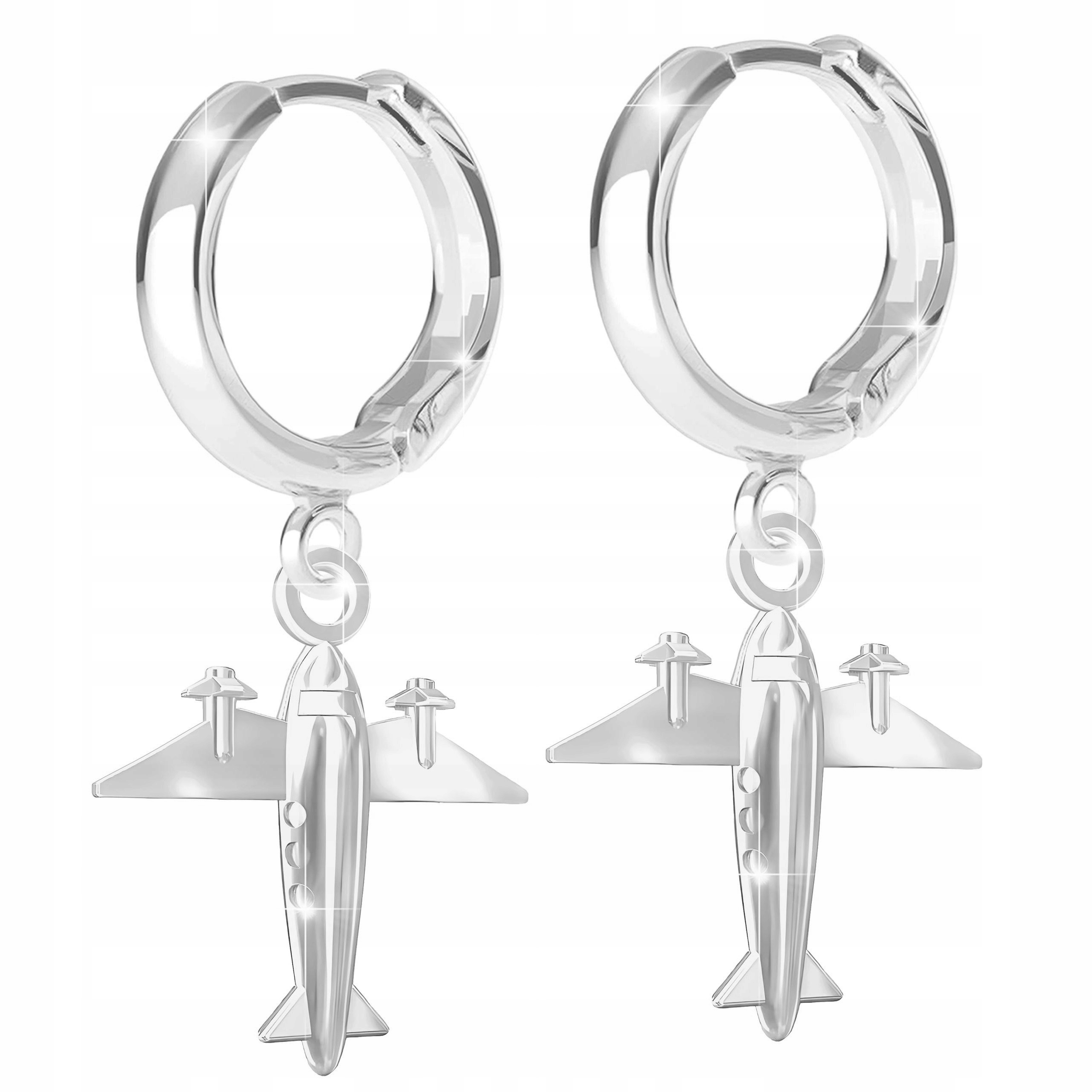 Stříbrné Náušnice s letadly Letadla Cestování Stříbro 925