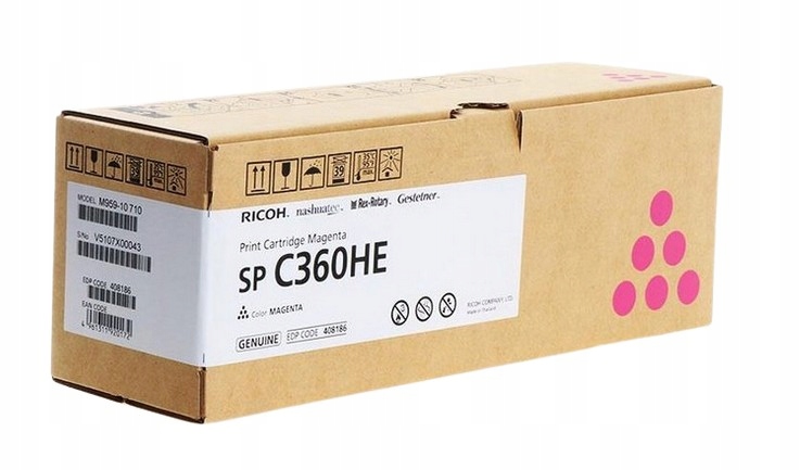 Toner Ricoh Sp C360HE 408186 Originál magenta SPC360 SPC361 červený
