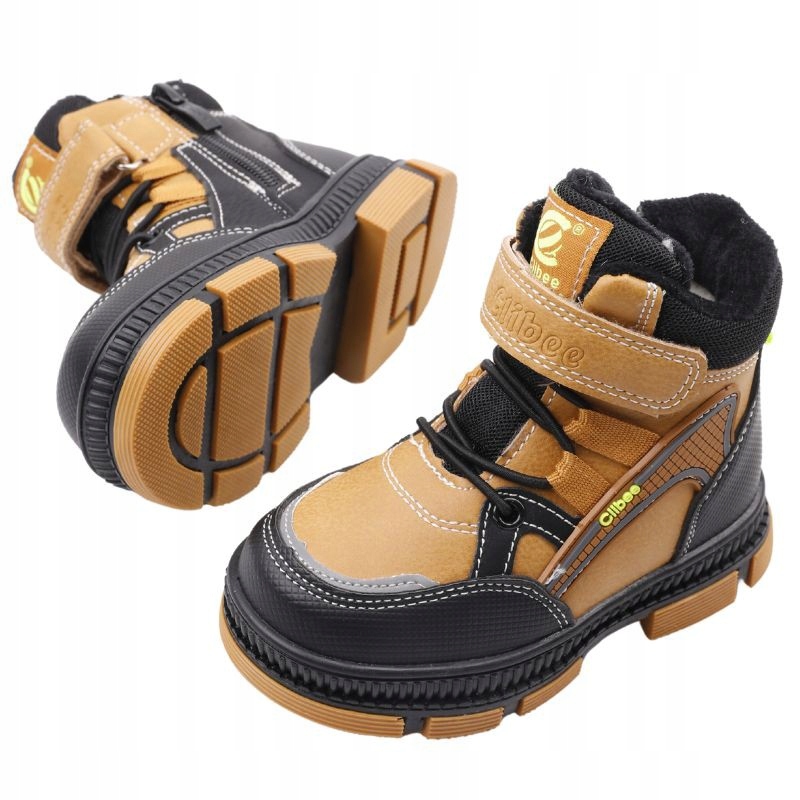 BOTKI CHŁOPIĘCE OCIEPLANE BUTY ZIMOWE SPORTOWE ŚNIEGOWCE TRAPERY CAMELOWE Kod producenta H-292CAMEL24