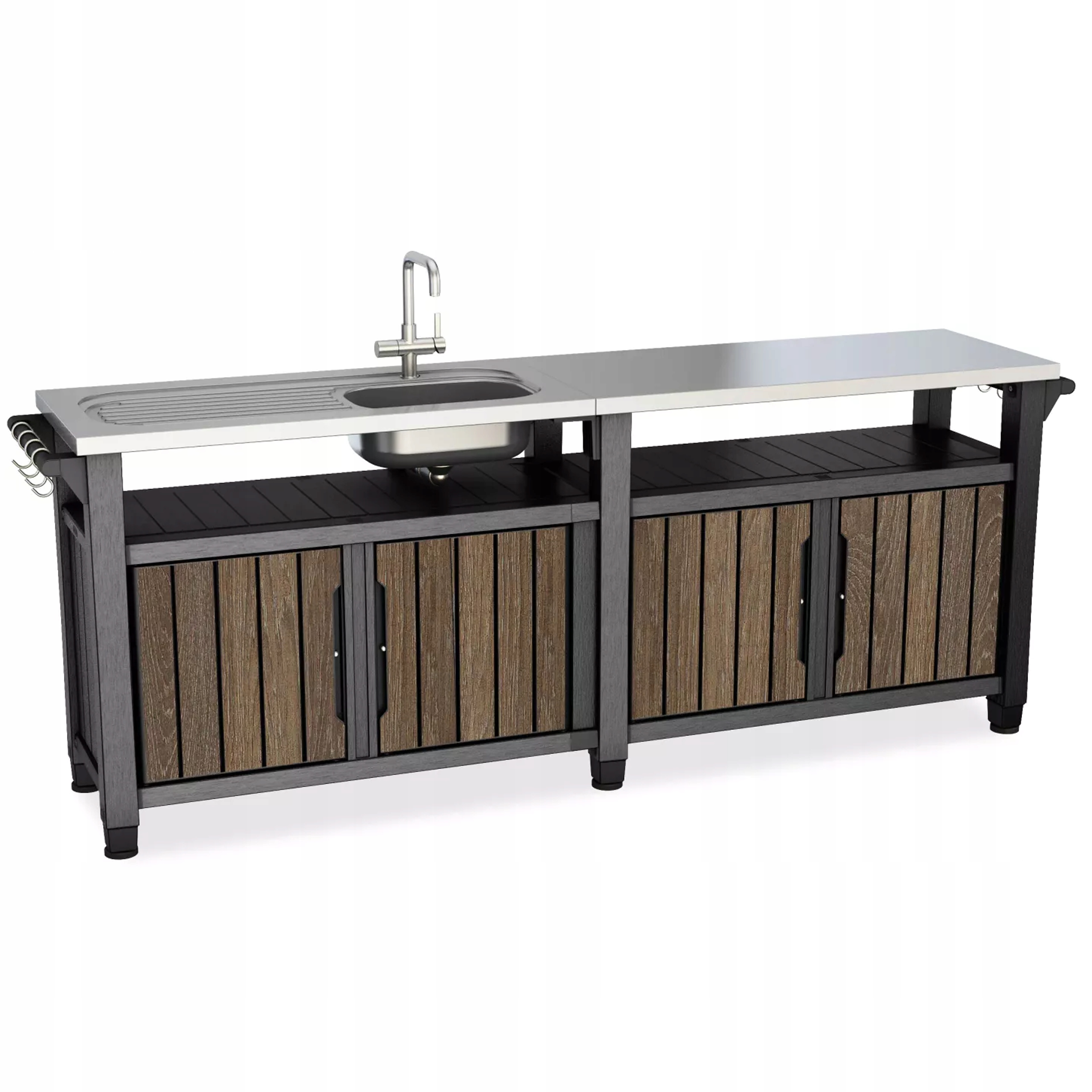 Barek Ogrodowy Keter Deco Unity 415L Stół grillowy Stalowy Blat ze zlewem