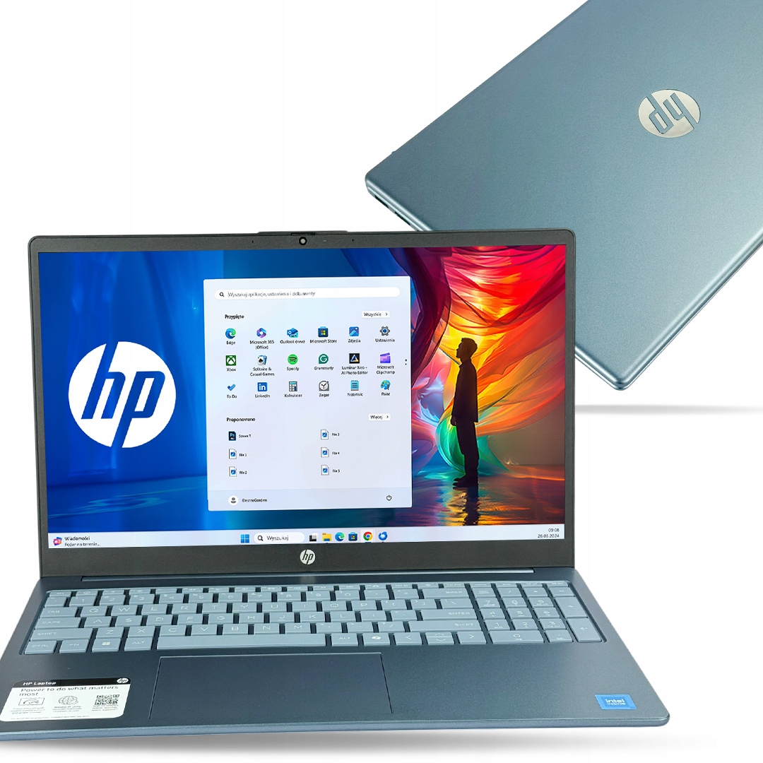 Profesjonalny Laptop Hp 15 Intel N200 16GB Ssd Hd Win11 15.6" Blue