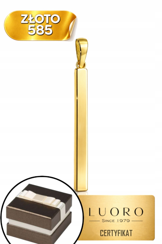 Přívěsek Zlatý 585 14K Tyčinka Žluté Zlato Elegantní 31 MM