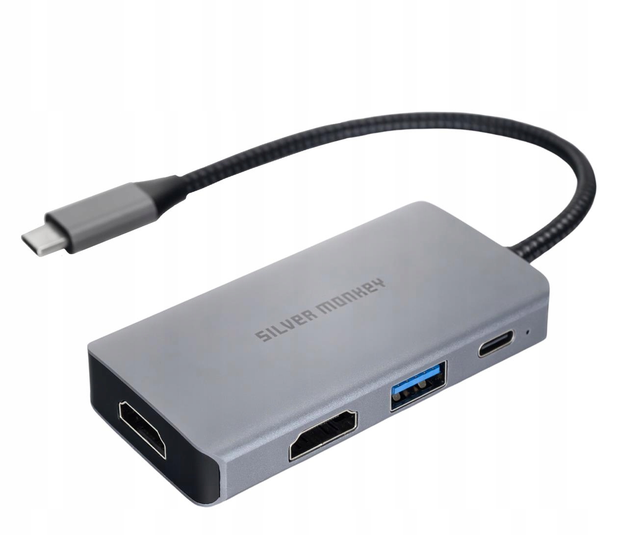 Silver Monkey Adapter Usb-c 2x Hdmi 4K60Hz Usb-a Pd 100W