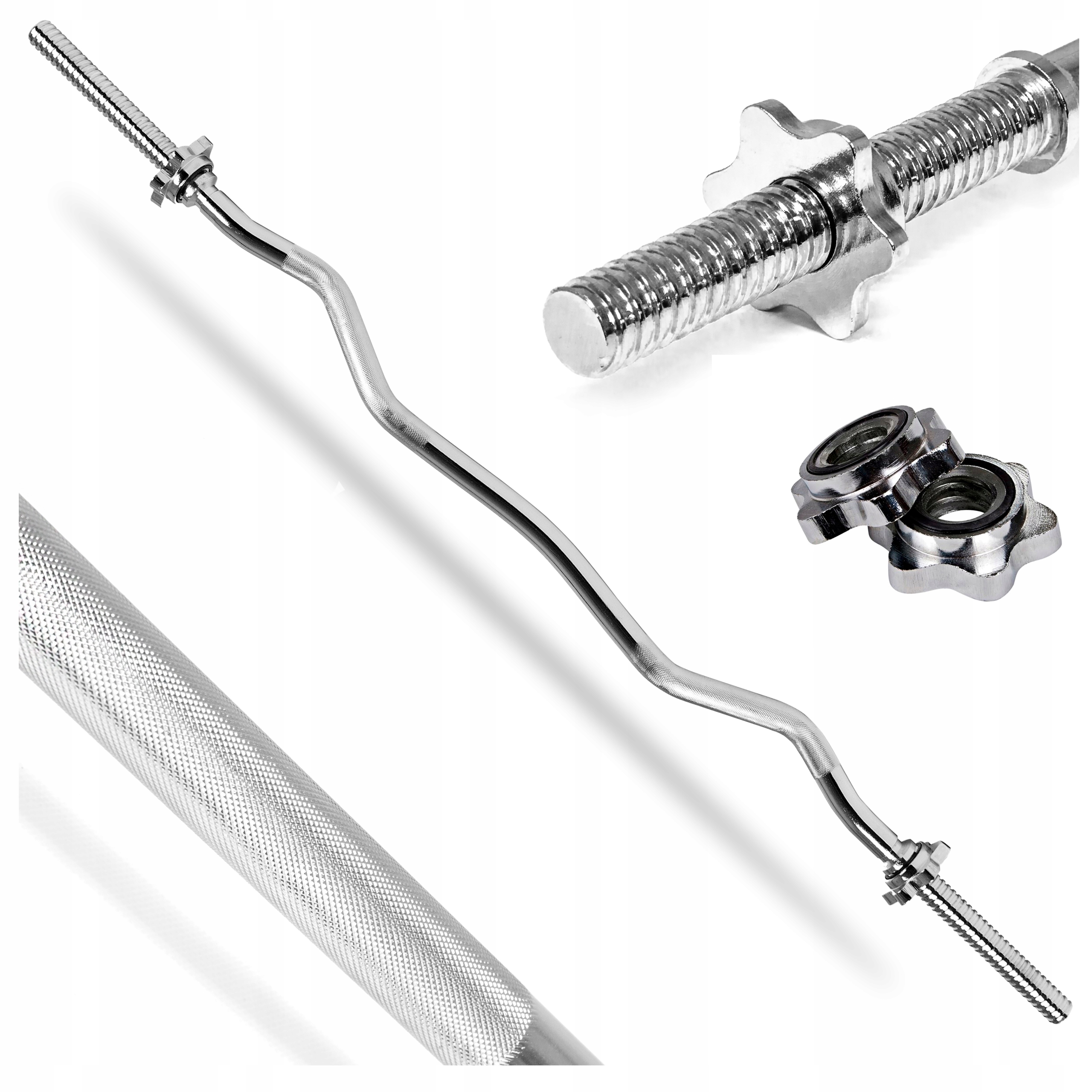 Gryf Lekko Łamany 120cm śr. 30mm Sztanga pełny Stalowy gwintowany Zaciski-Zdjęcie-0