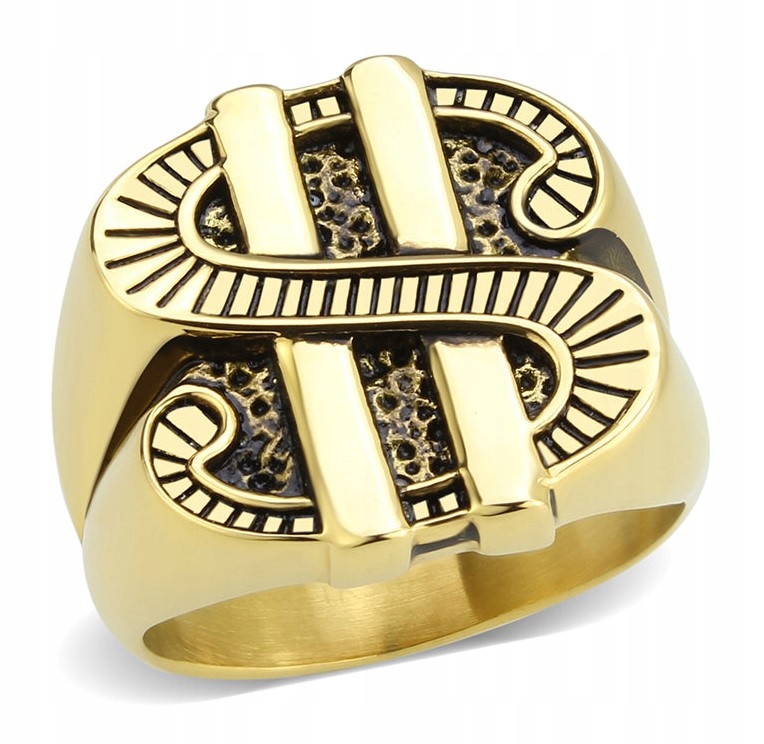 Zlatý pánský prsten Money Boy pro Boss vel. 22 23 ocel 316 L