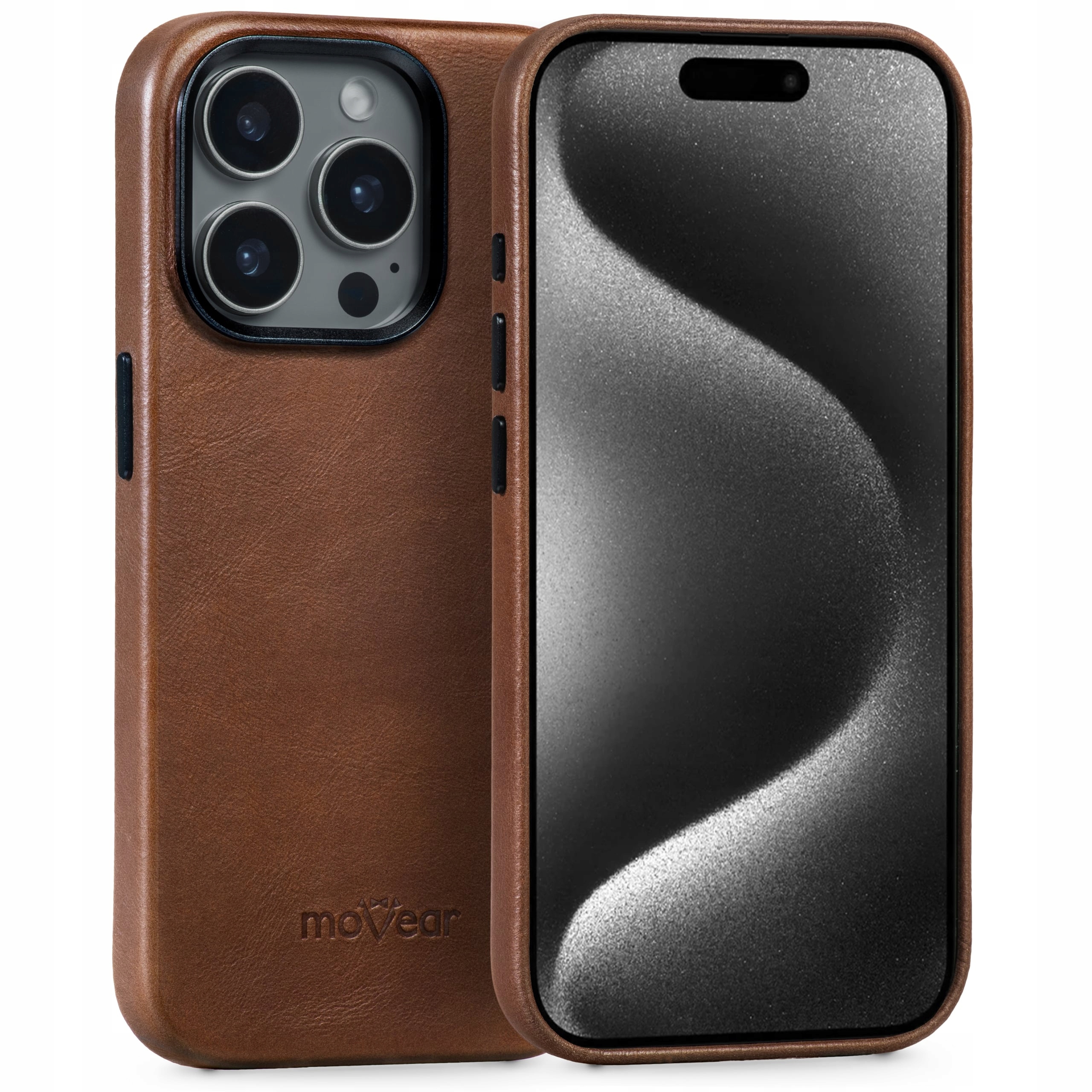 Etui do iPhone 15 Pro Max skórzane Plecki slim case MagSafe premium Movear