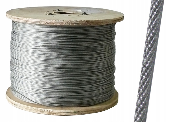 500m Lina Linka Stalowa Pcv fi 2mm 6x7+FC metalowa ocynkowana powleczona