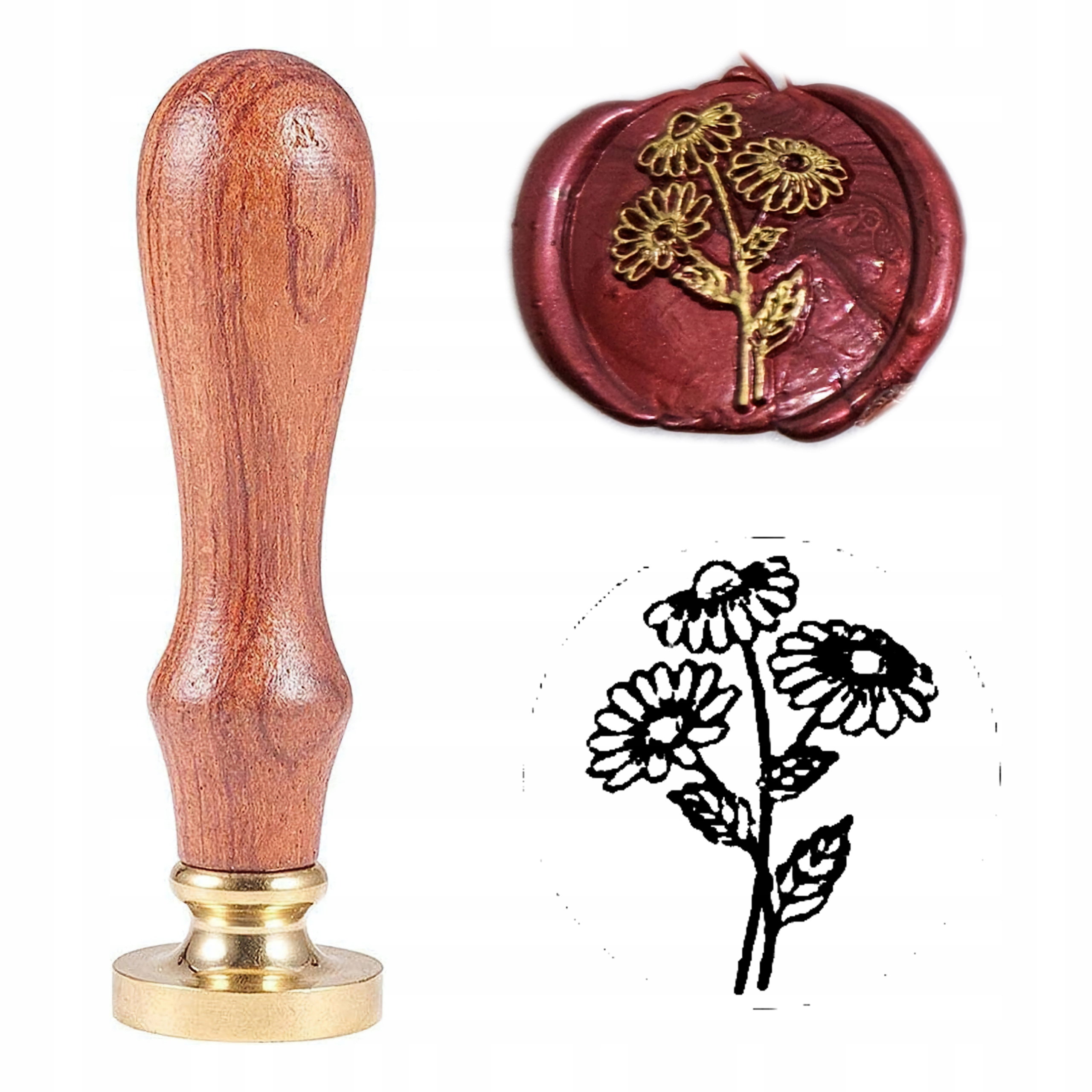 Pieczęć, stempel do wosku, laku wzór BUKIET KWIATÓW