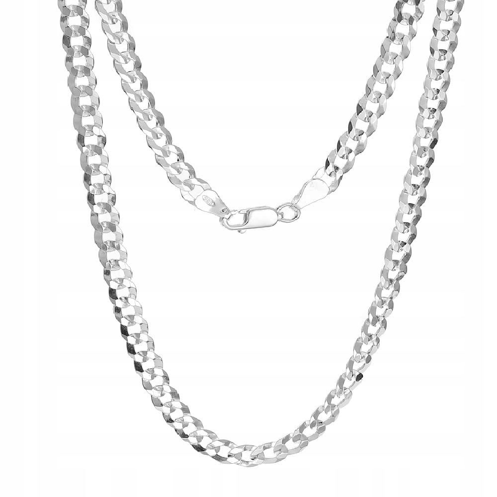 Srebrny męski łańcuch szeroki pancerka 55 cm