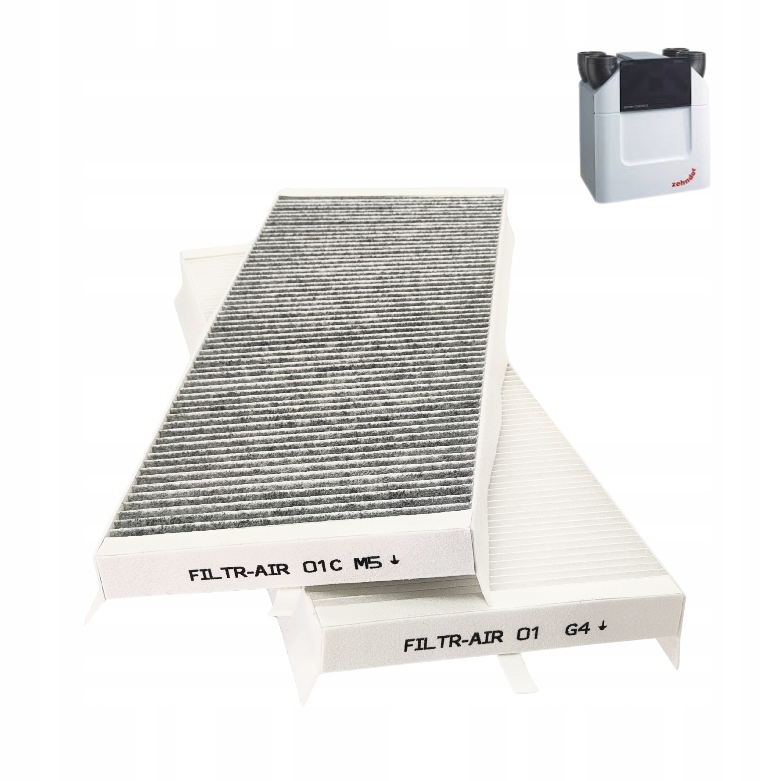 Filtry G4 M5 uhlíkové pro Zehnder Comfoair Q 350 450 600 Aeris Next Komplet