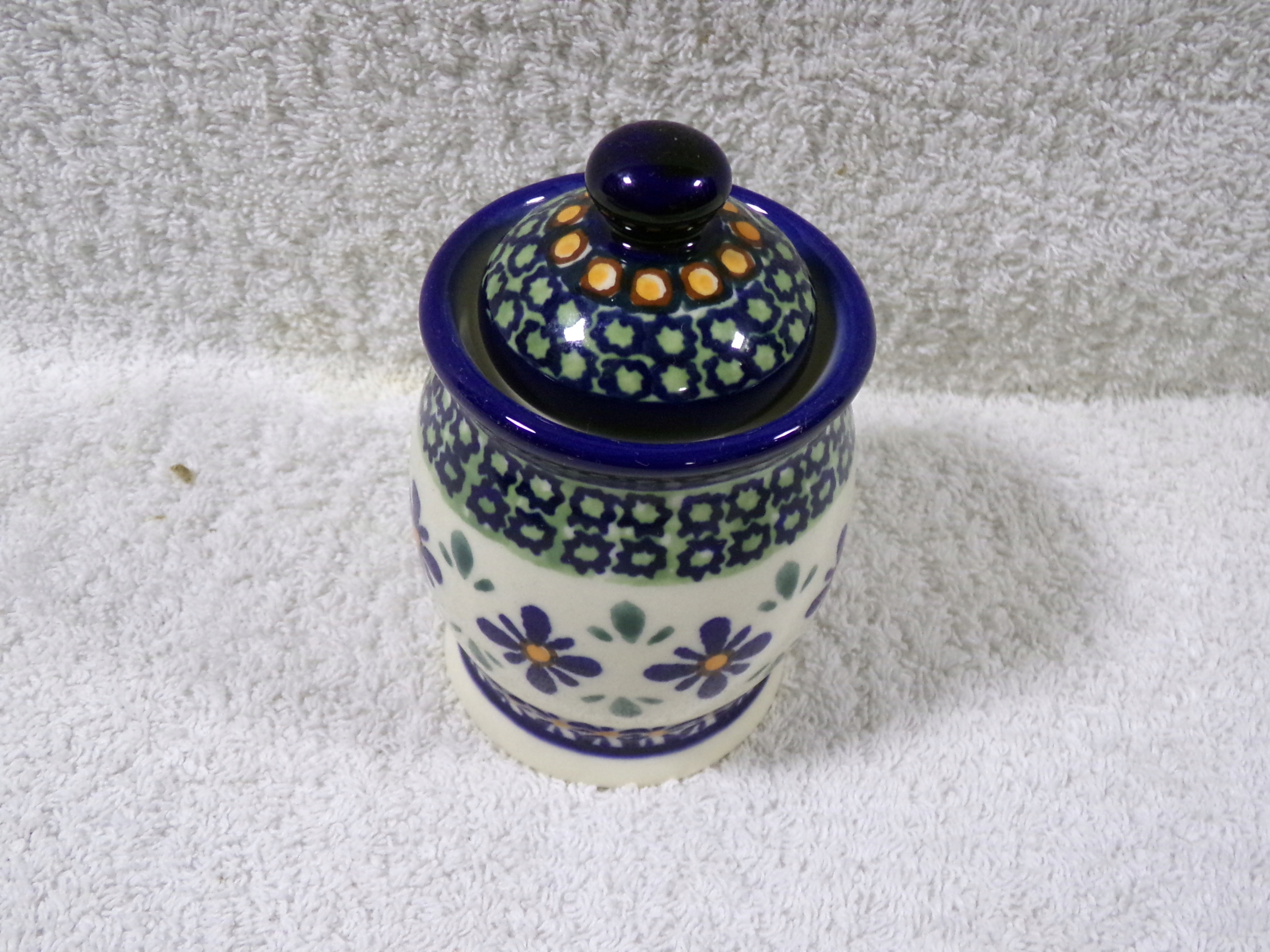 MAŁY POJEMNIK CERAMICZNY BOLESŁAWIEC RĘCZNIE MALOWANY