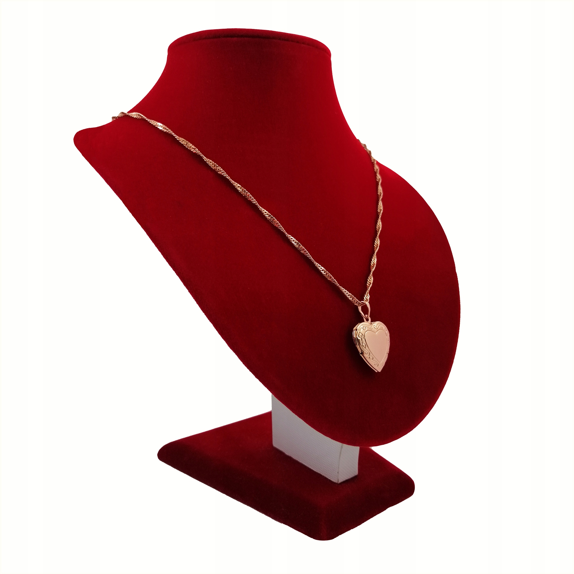 ZŁOTY ŁAŃCUSZEK SINGAPUR+SERDUSZKO NA ZDJĘCIE 18K Kamień Bez kamienia