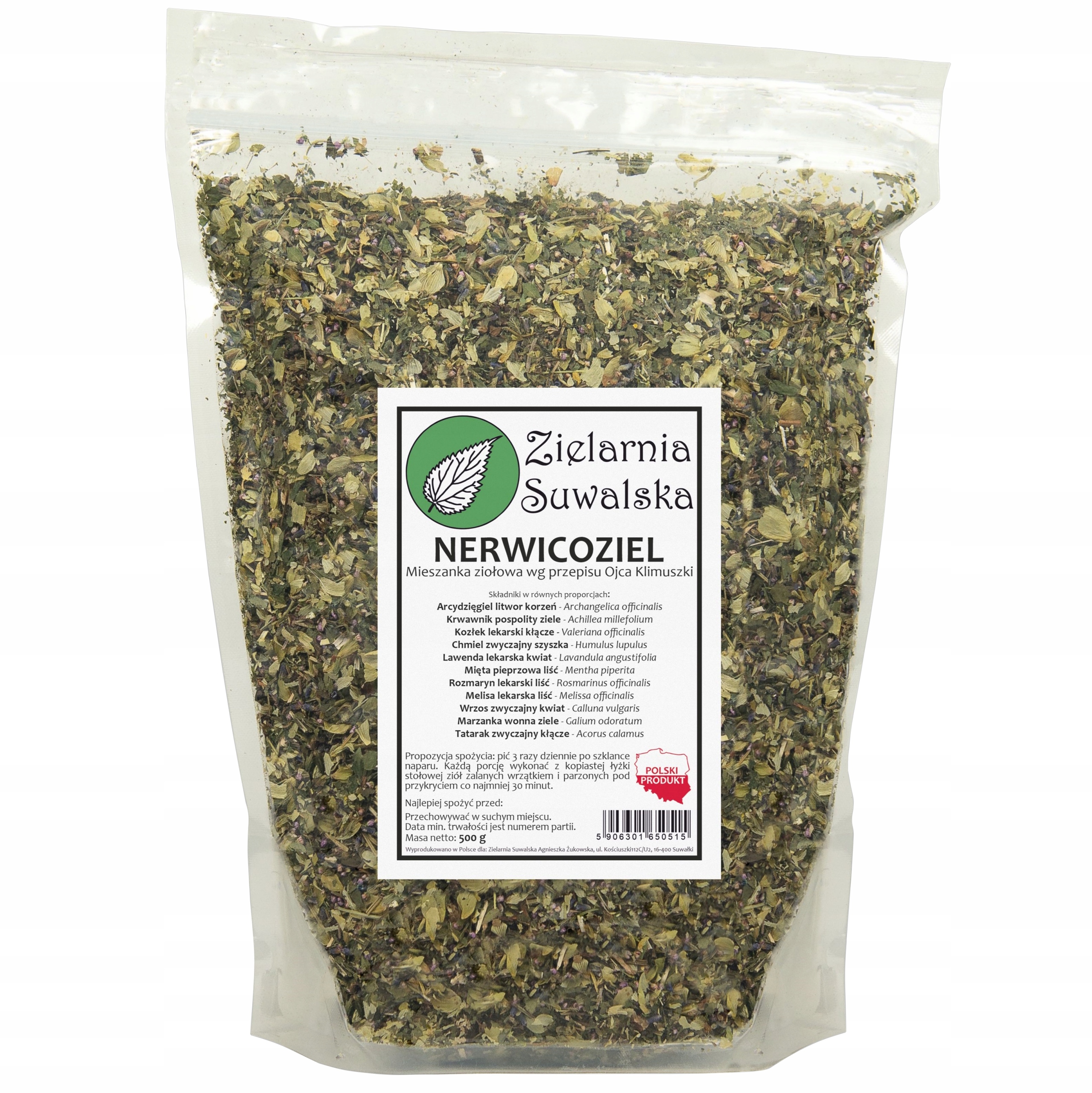 Mieszanka ziołowa Nerwicoziel 500 g wg Klimuszki Zielarnia Suwalska zioła