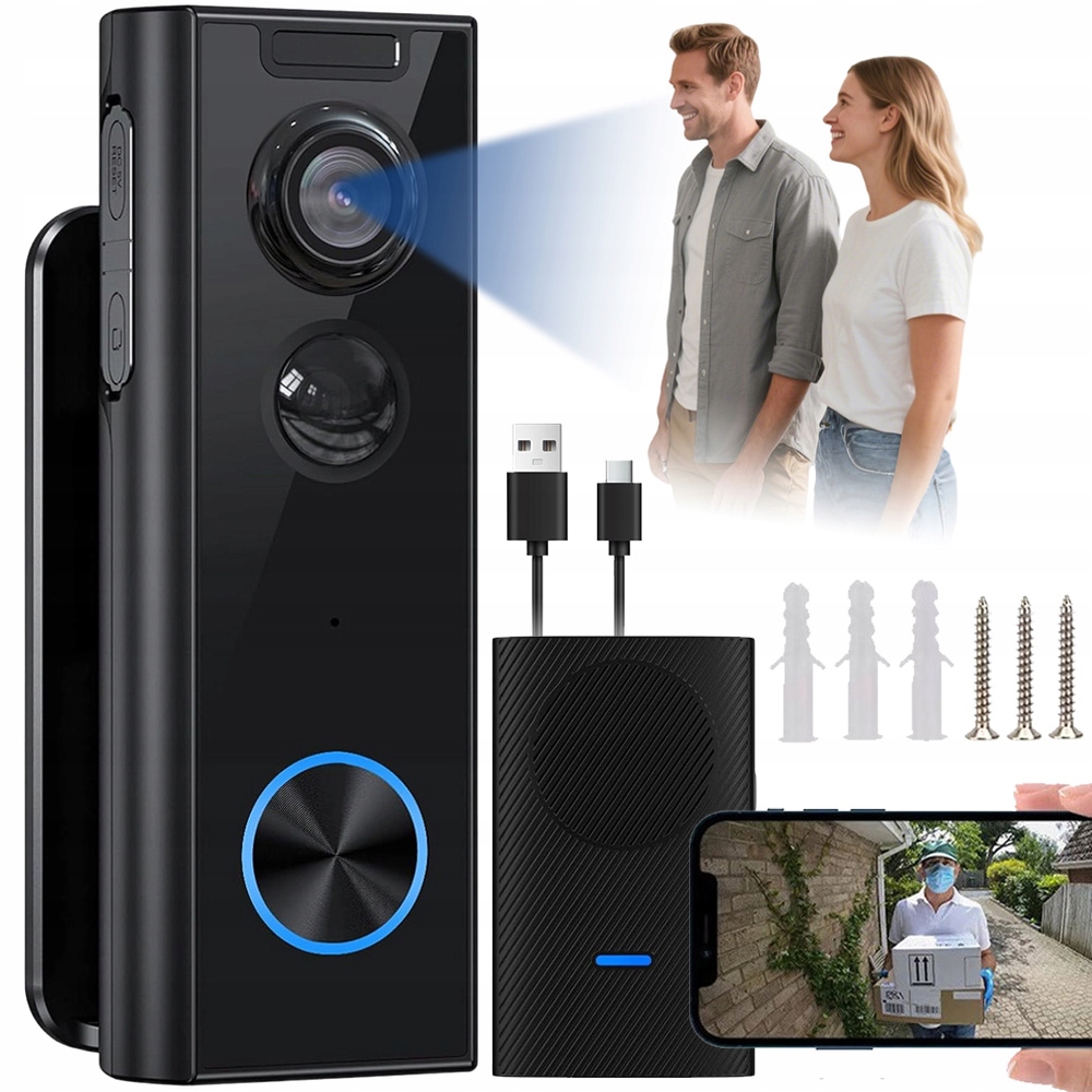 Videodomofon Wifi Domofon Full Hd Zvonek Tuya Vestavěná baterie