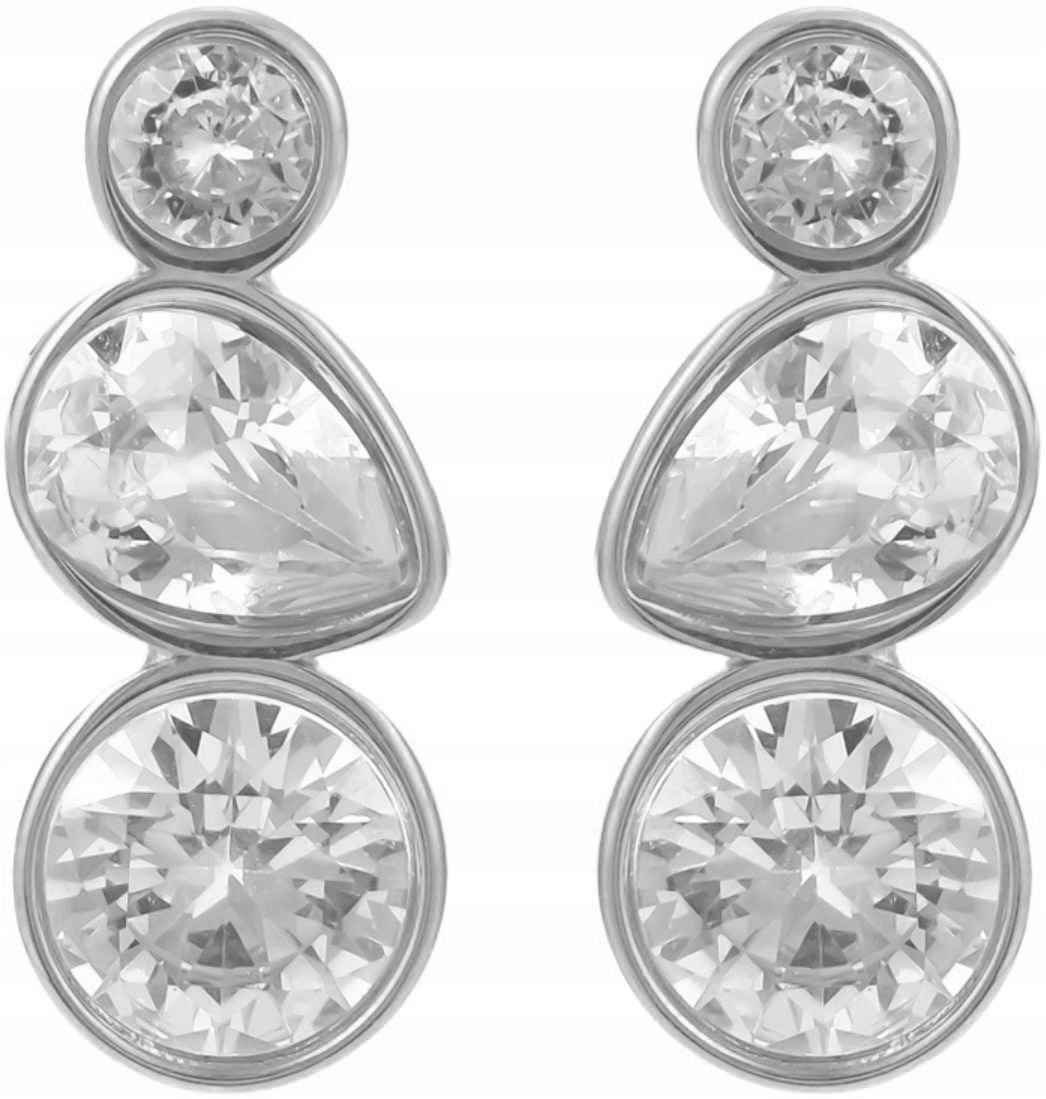 Stříbrné Náušnice s velkými brilianty Zirkony Hruška Dýka Elegantní