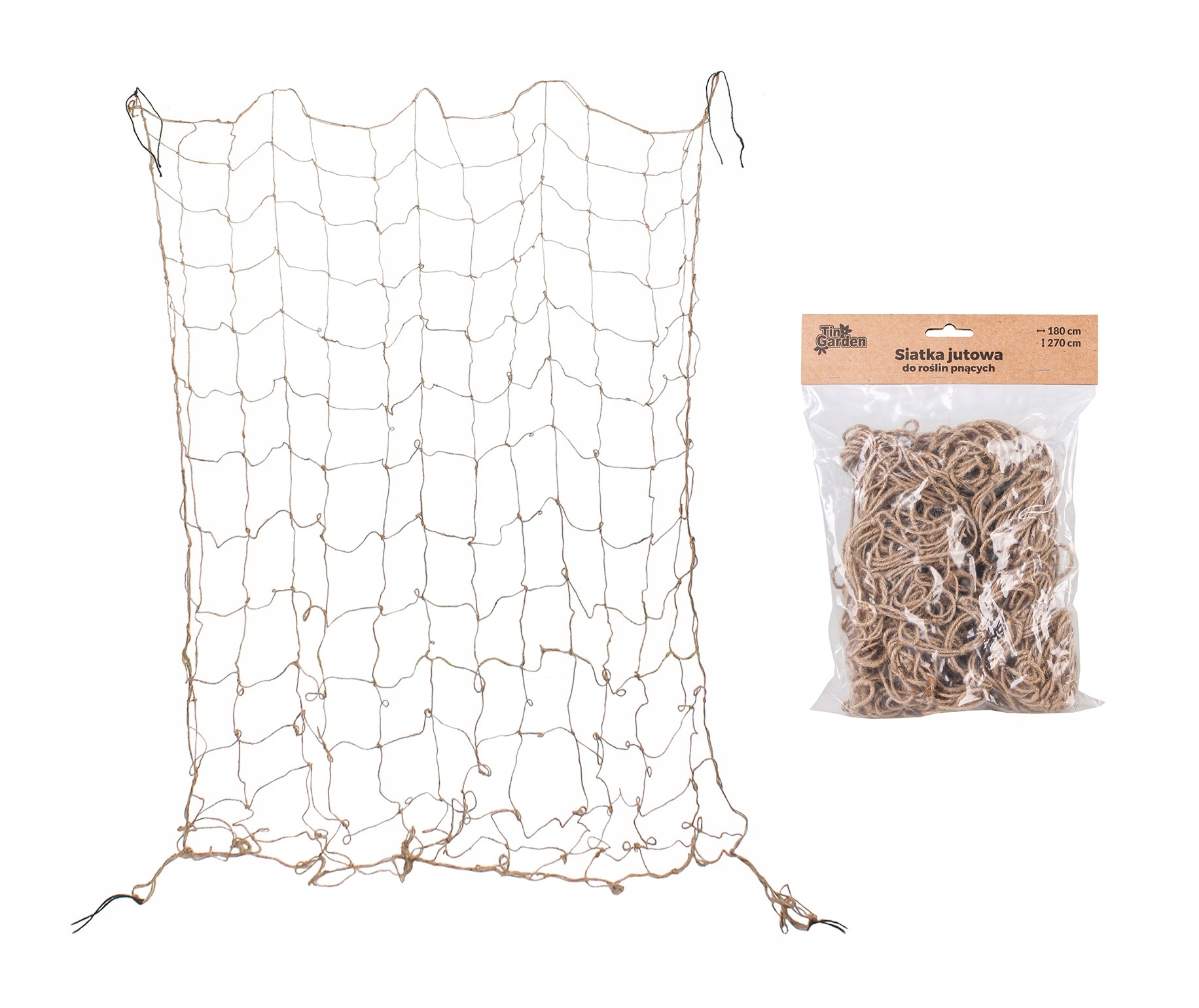 SIATKA Z JUTY DO ROŚLIN PNĄCYCH OGÓRKÓW FASOLI PNĄCZY WINOROŚLI 180x270 cm