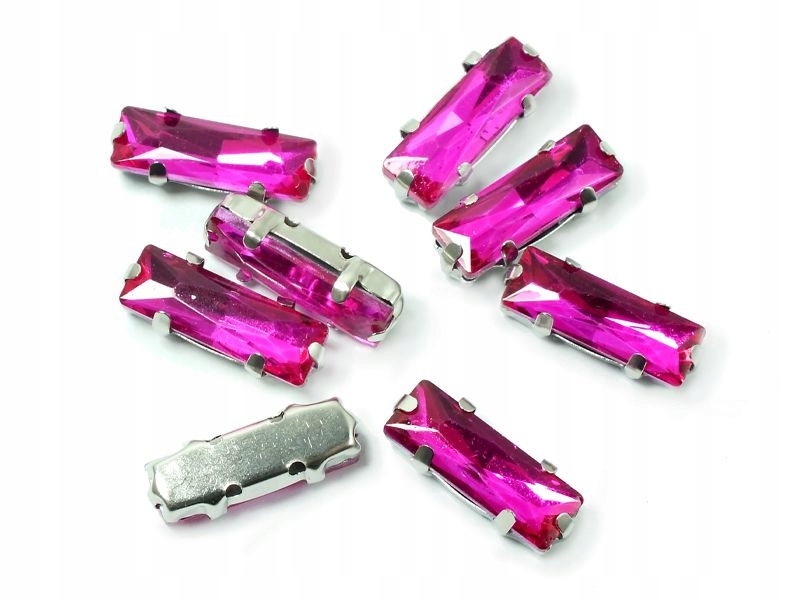Montees ciemnoróżowe prostokąt 15x5mm-2sztuki