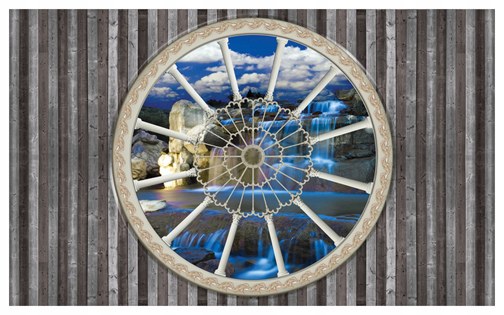 Fototapeta Vodopád příroda relax okno iluze stěna dřevo 200x140 lepidlo