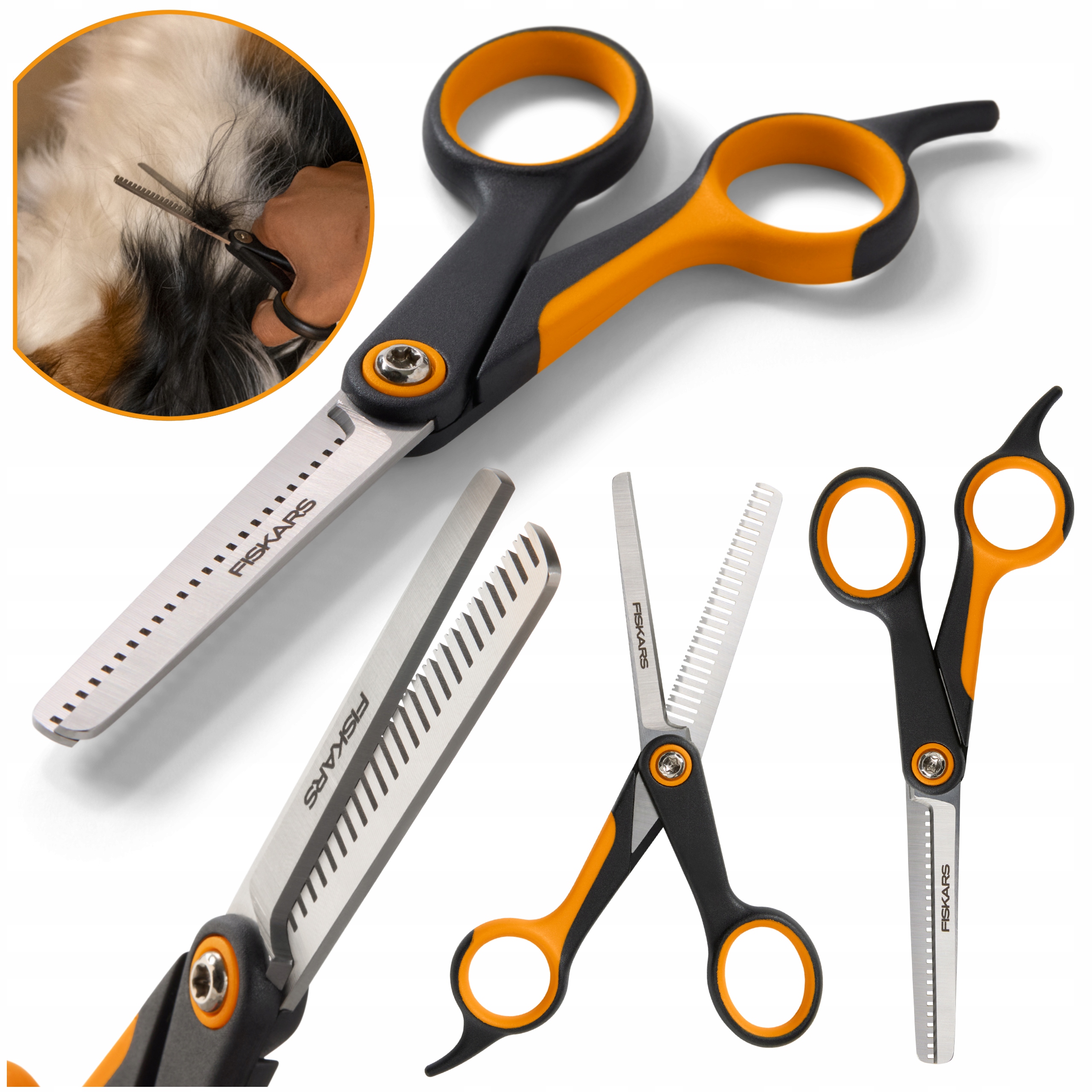 Levně Fiskars Nůžky na stříhání stínování psů a koček 17,2 cm