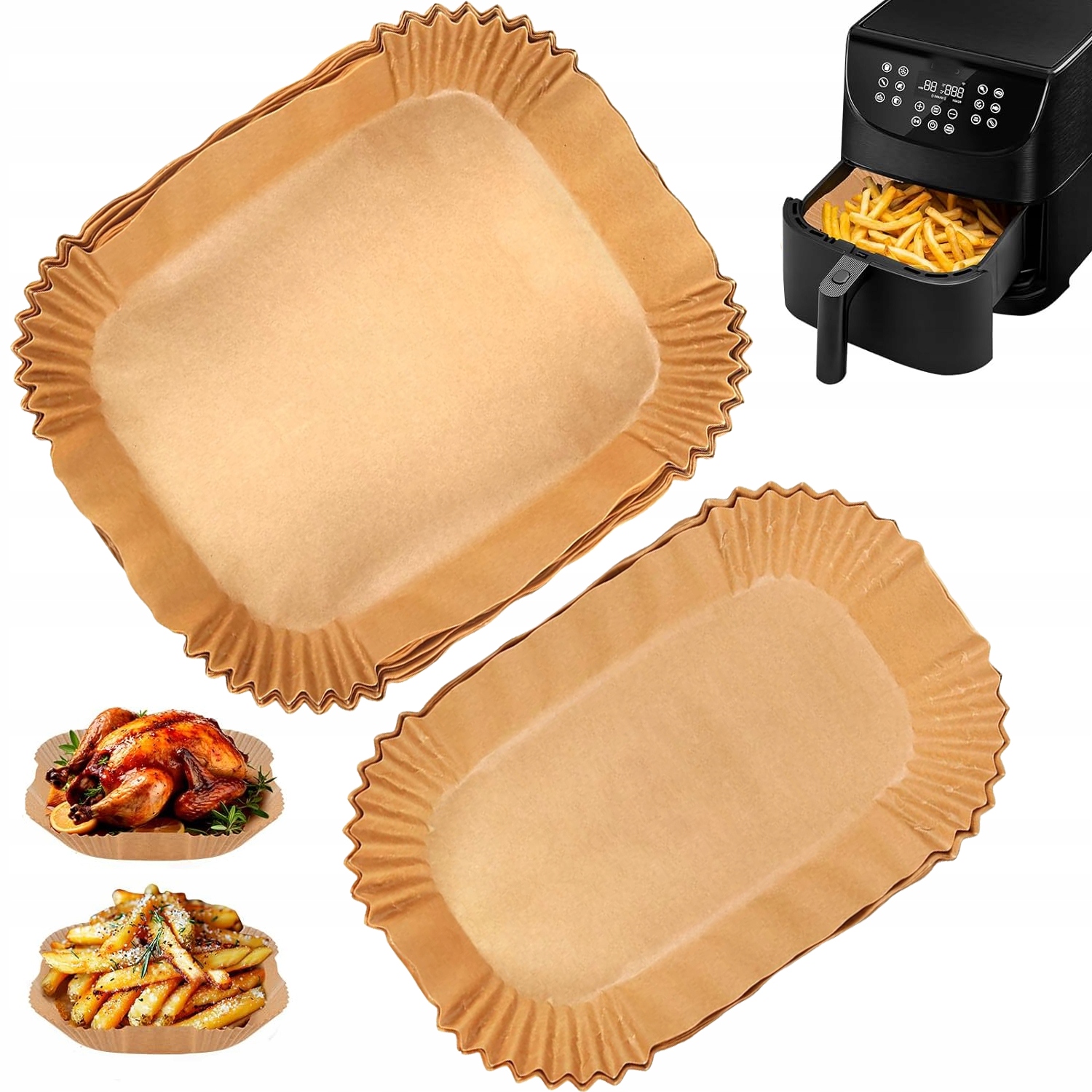 100x Papier do frytkownicy beztłuszczowej Air Fryer wkłady tacki foremki