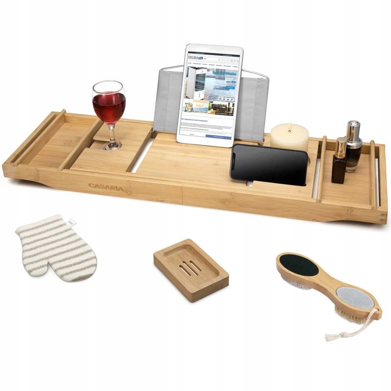 

Półka Na Wannę Duża Regulowana Taca Bambusowa