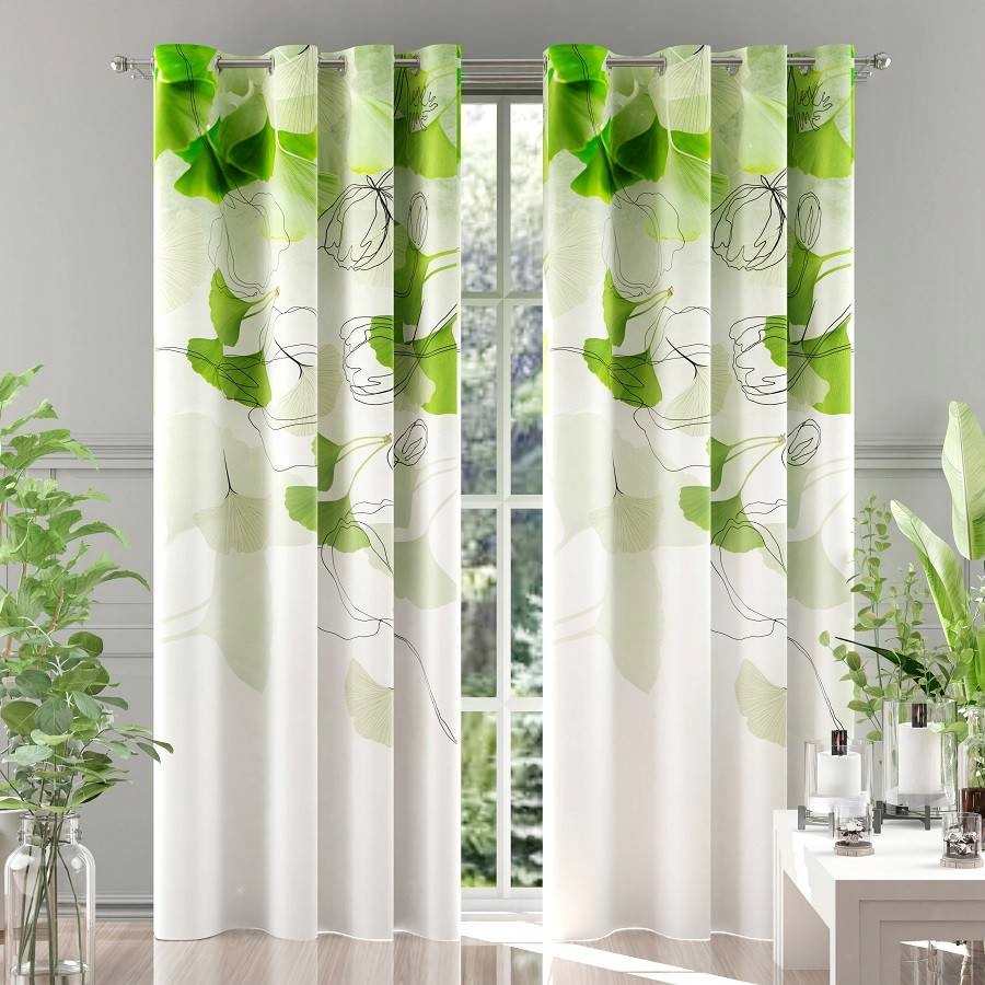 

Zasłona gotowa na przelotkach Verde liście 150x250