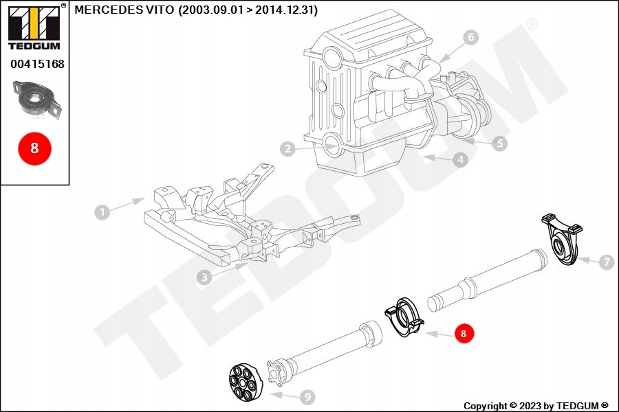 PODPORA WAŁU DB VIANO/VITO/SPRINTER 03- Z ŁOŻYSKIEM Numer katalogowy części 00415168