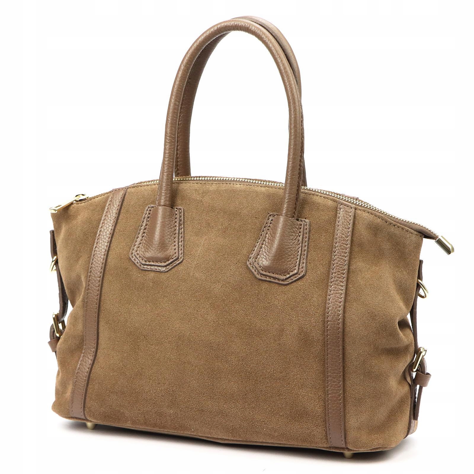 Torebka skórzana zamszowa shopper damska A0 Luka fango