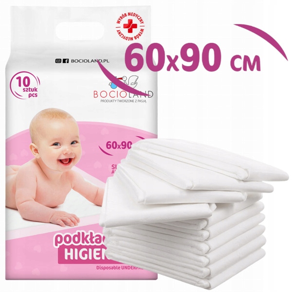 BOCIOLAND PODKŁADY HIGIENICZNE 60x90 CHŁONNE NA PRZEWIJAK Z PRZYLEPCAMI x50 Typ wyrobu medycznego wyrób medyczny lub wyrób medyczny do diagnostyki in-vitro