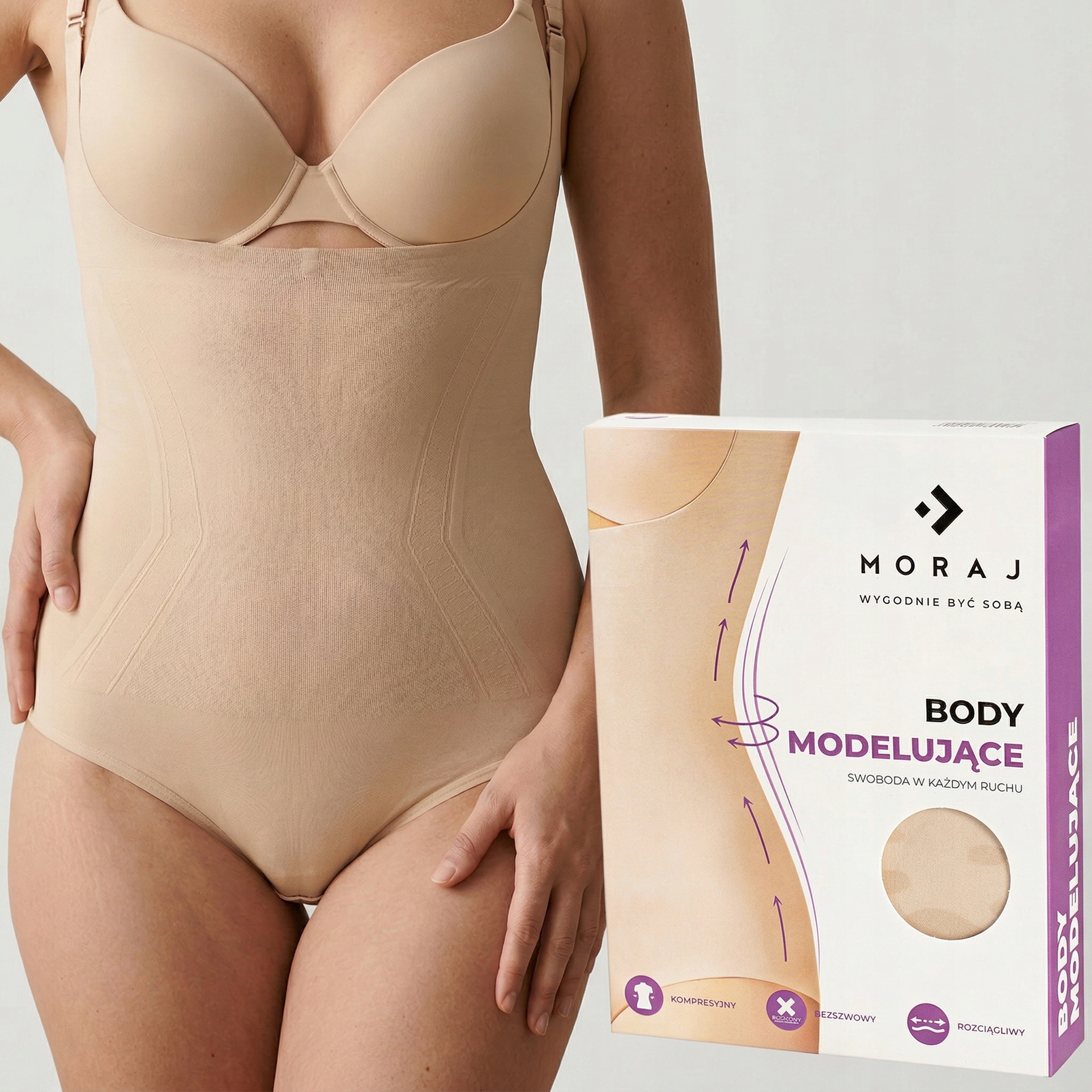 Dámské Zeštíhlující Body Moraj Modelující Postavu Béžové 3XL/4XL