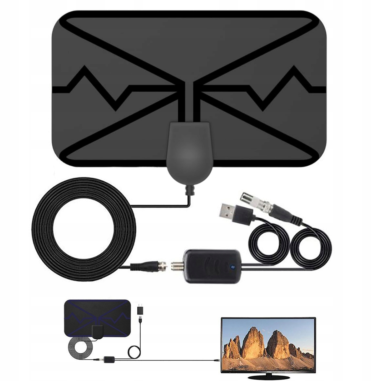 NAJMOCNIEJSZA ANTENA TV POKOJOWA DVB-T2 4K PRZENOŚNA MOCNY SYGNAŁ