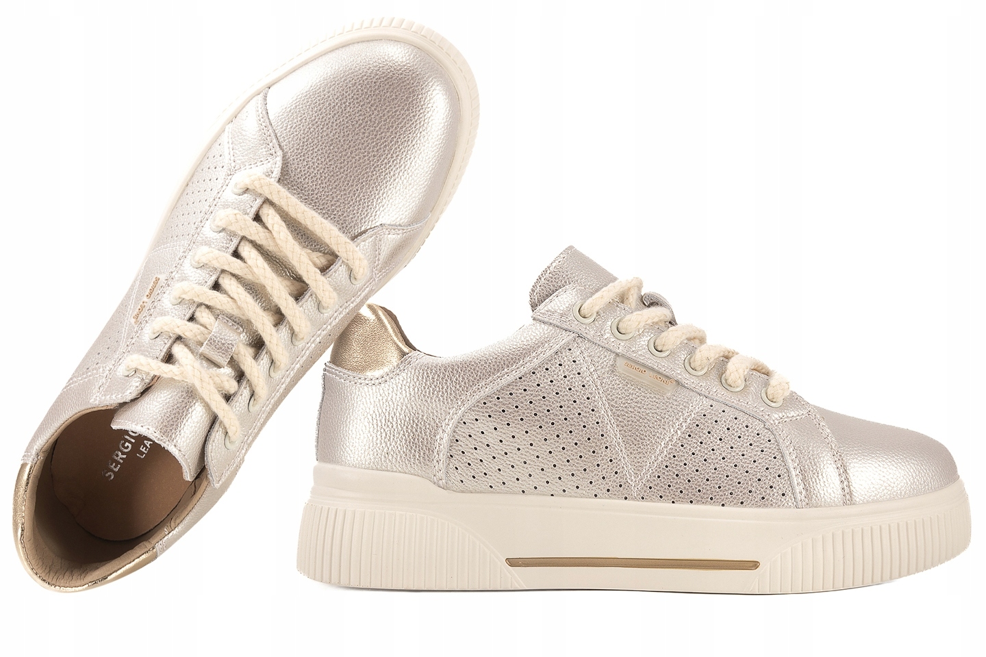 Sergio Leone SP-103 Dámské Sportovní Polobotky Kožené Tenisky zlaté 39