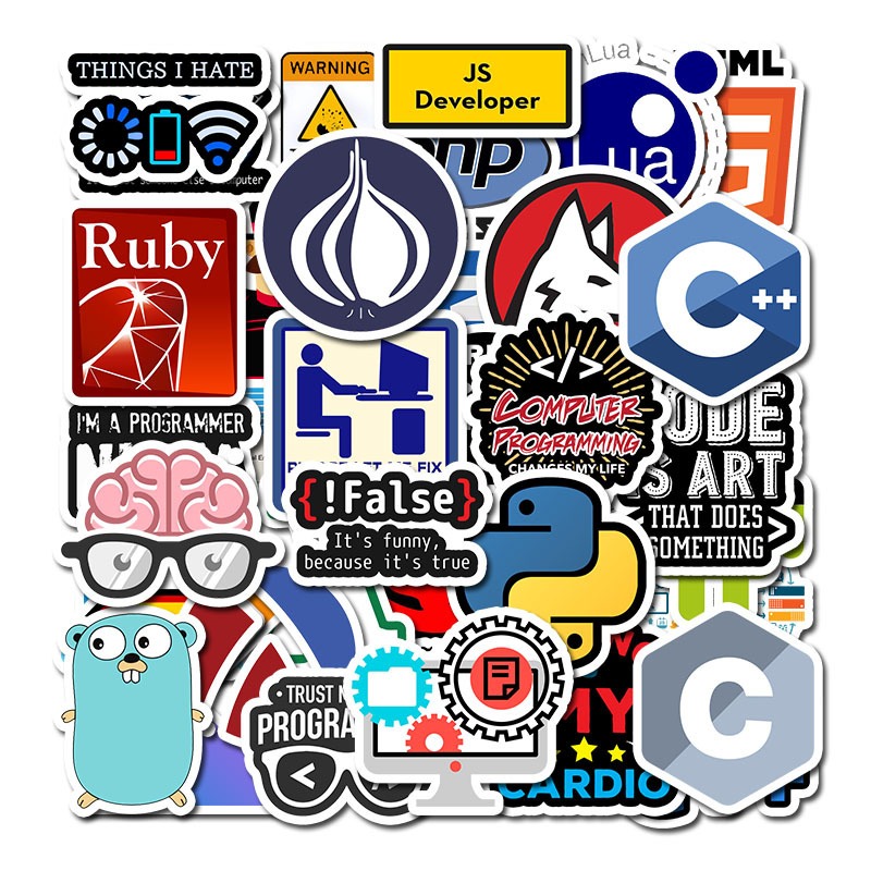 

Naklejki Na Laptop MIX React Pragramista 50 szt