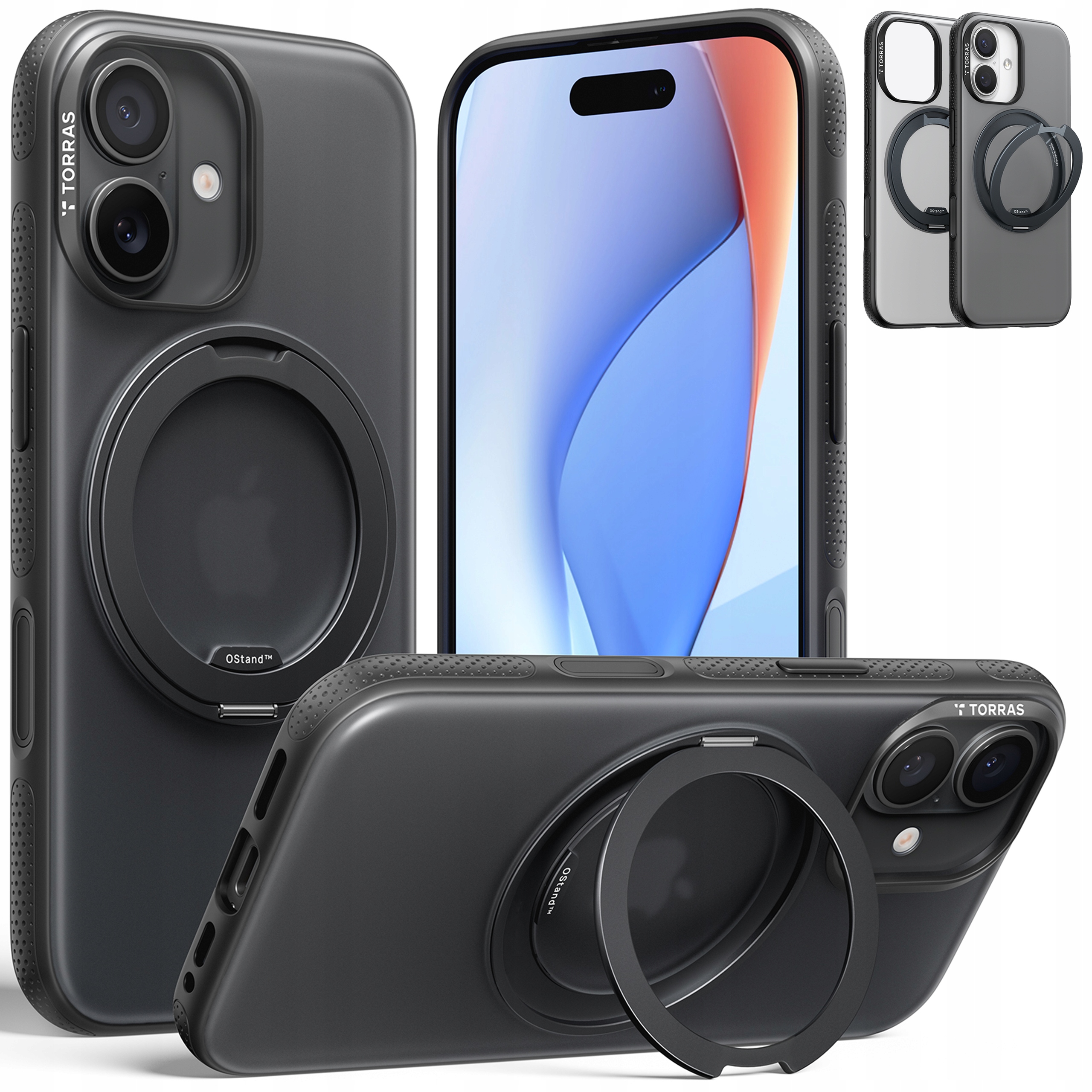 Torras Ostand Fitness Case Pouzdro MagSafe s držákem pro iPhone 17 Kryt