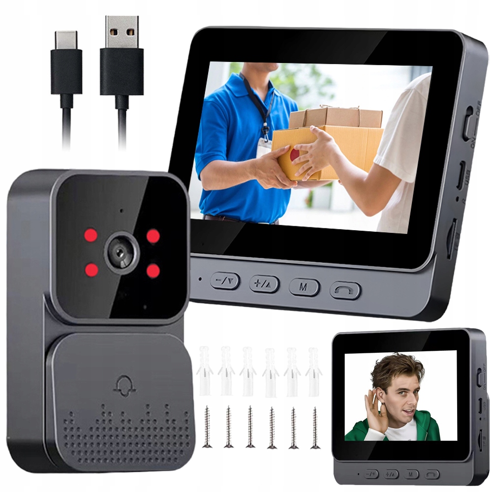 Videotelefon Video Domofon Brána Paměť Obrazů S Obrazovkou Ips 4.3"