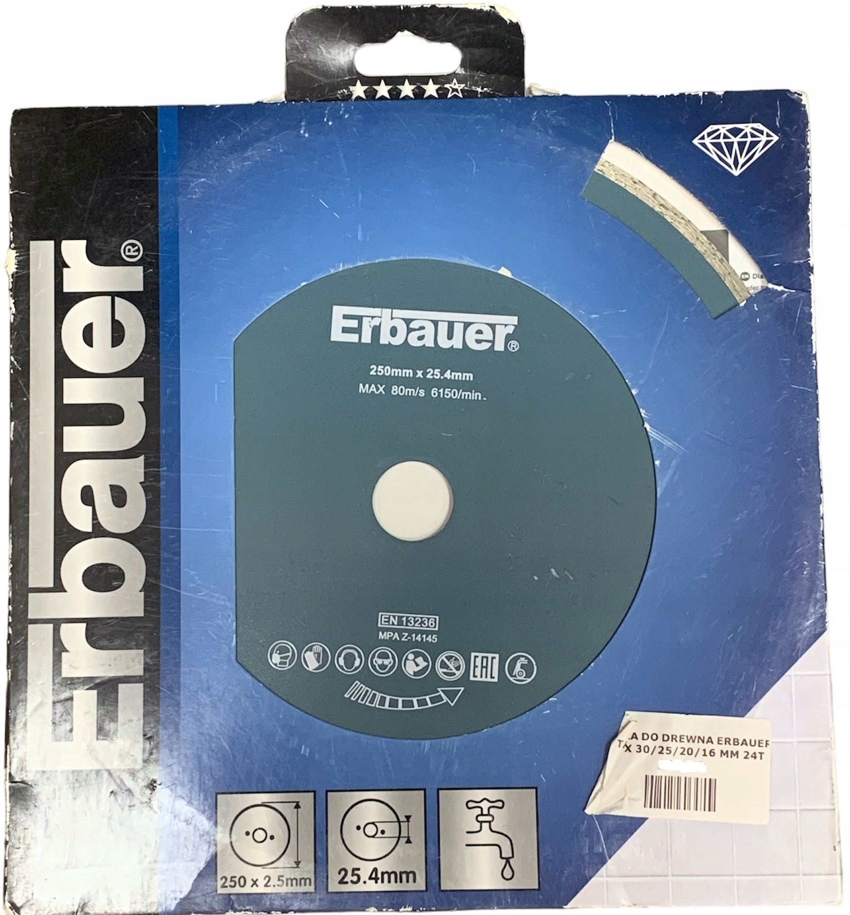 TARCZA DIAMENTOWA CIĄGŁA 250x25,4 mm ERBAUER NOWA