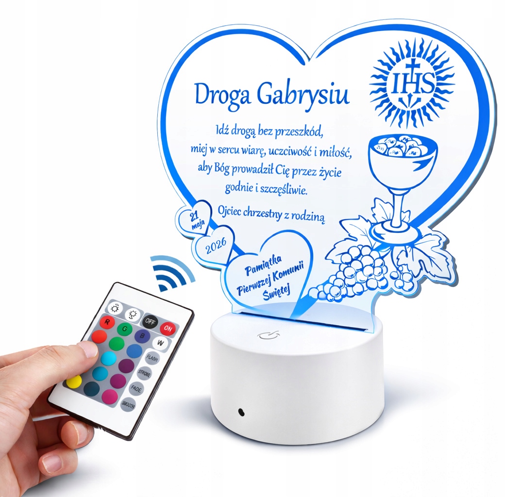 Lampka LED statuetka I Komunia Święta prezent 101-P grawer