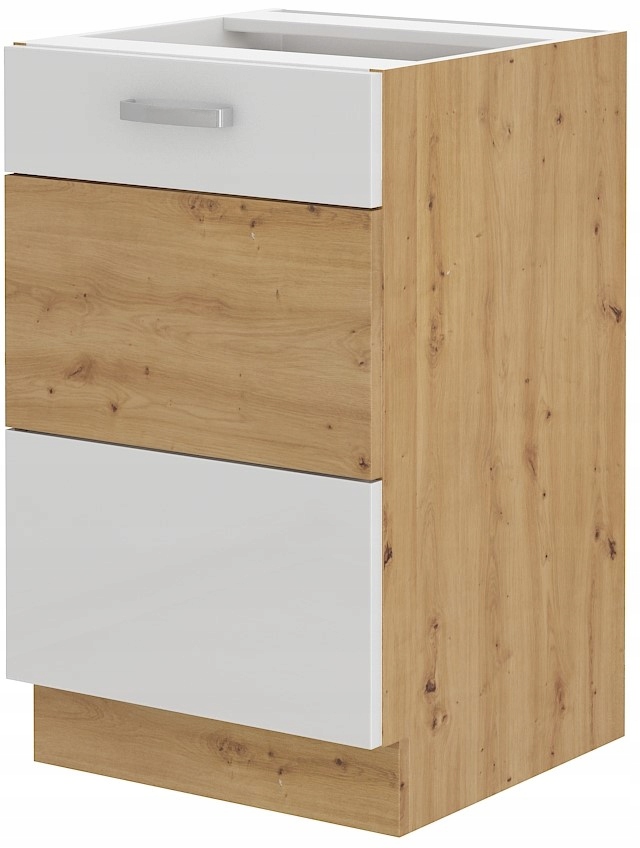 Kuchyňská skříňka 50 pod dřez. Bílý lesk Dub Artisan