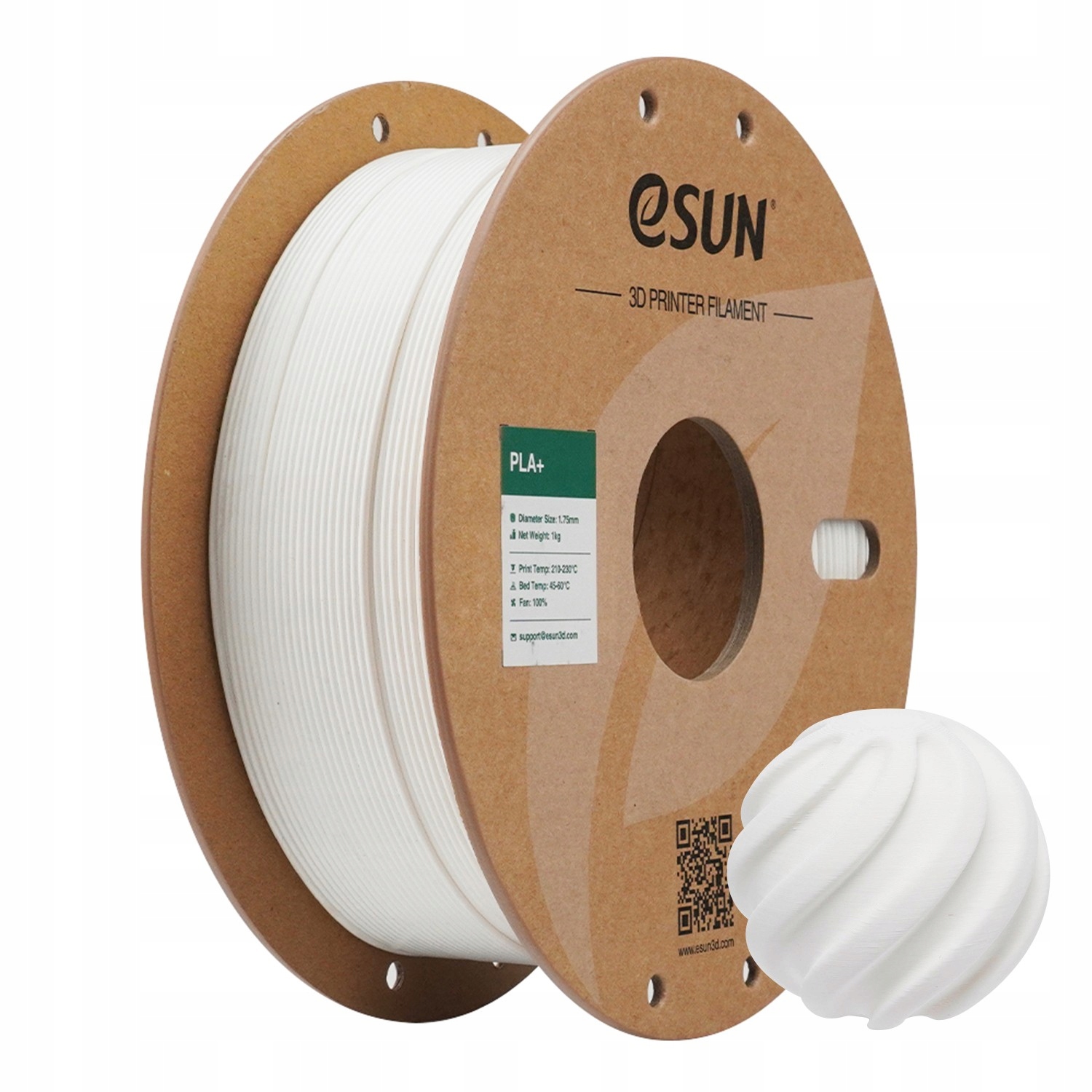 ESun PLA+ Filament mlecznobiały 1.75mm 1kg papierowa szpula