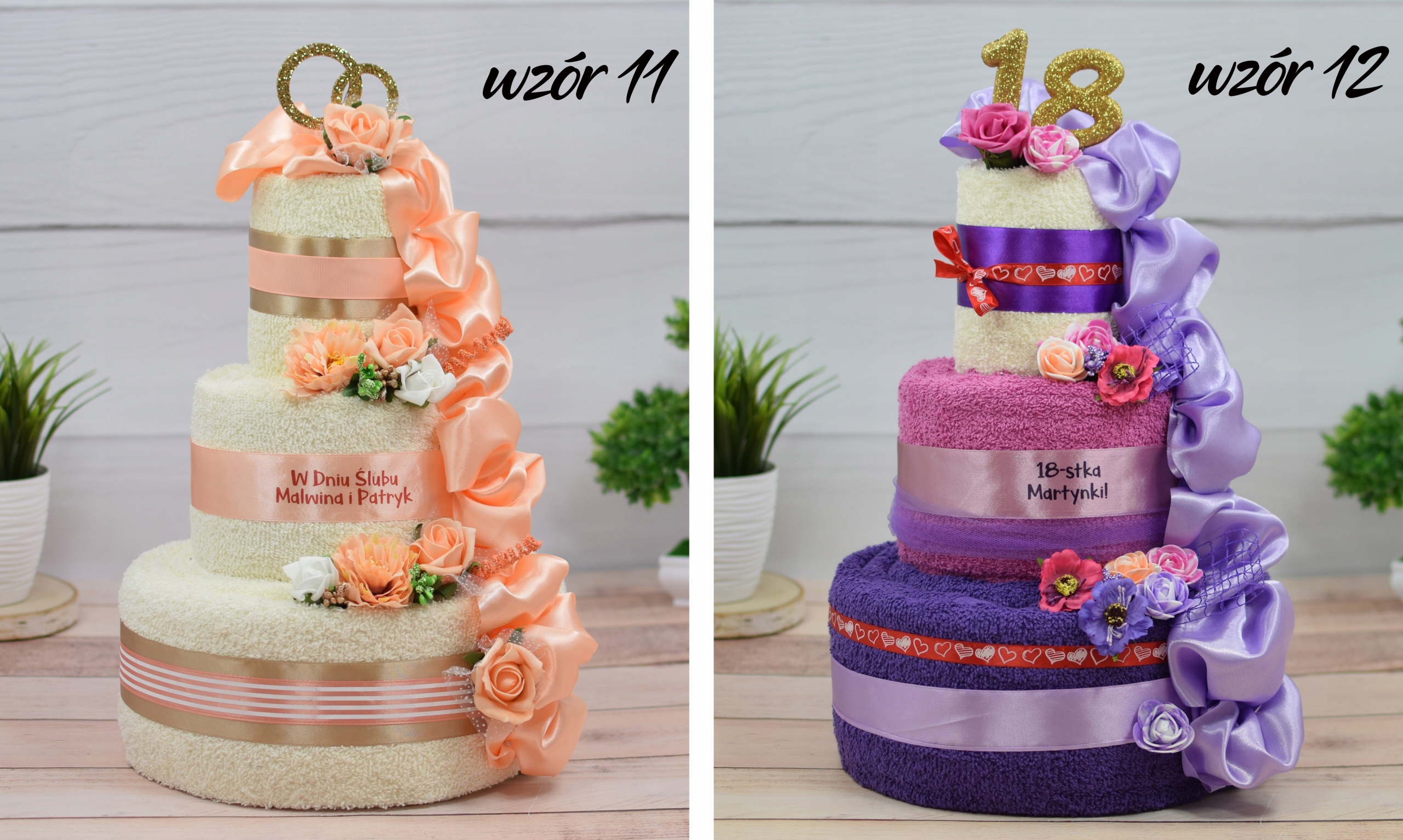 TORT z Ręczników PREZENT na Urodziny Rocznicę Ślub Gramatura ręcznika 410-500 GSM