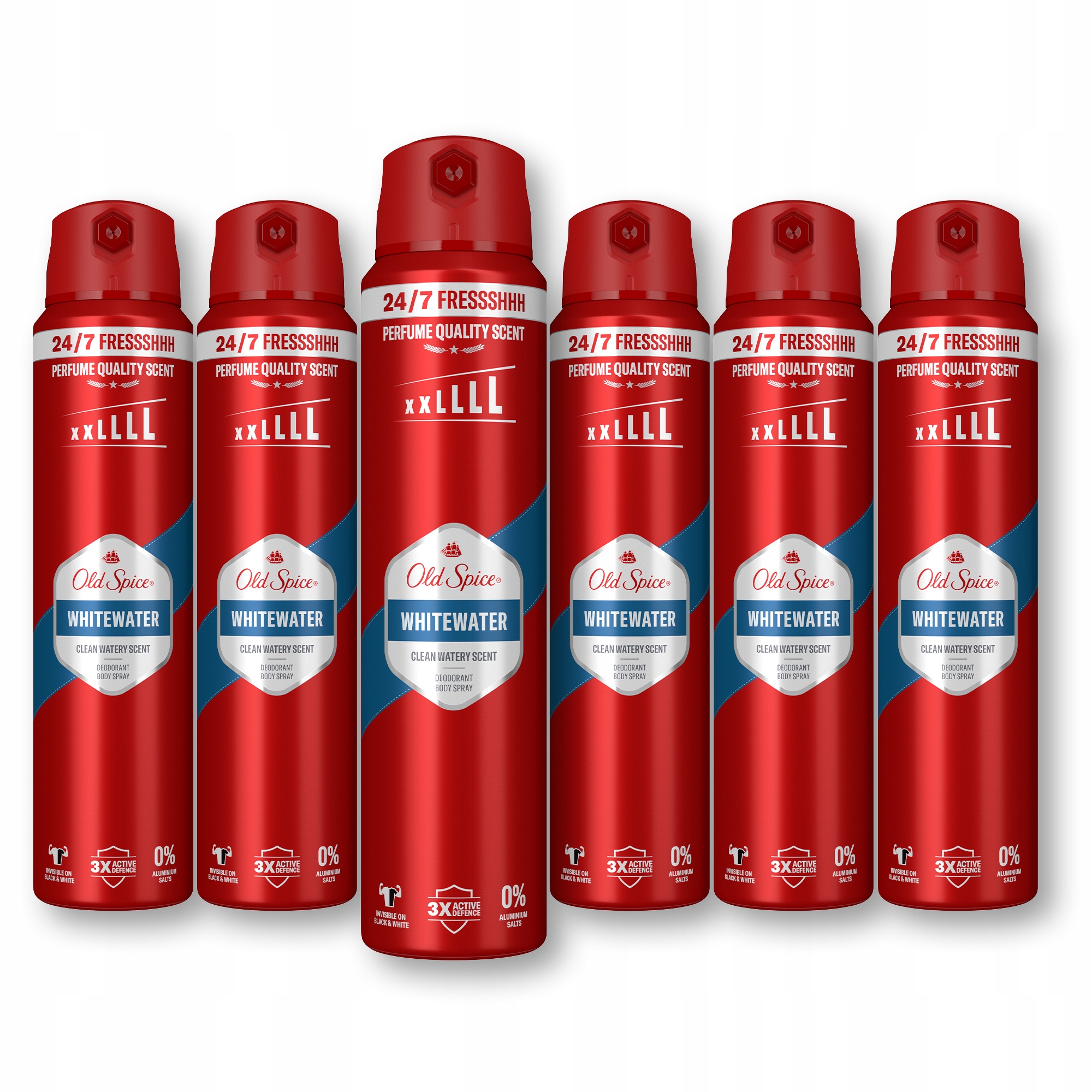 Old Spice Whitewater Dezodorant męski w sprayu, 6 x 250ml