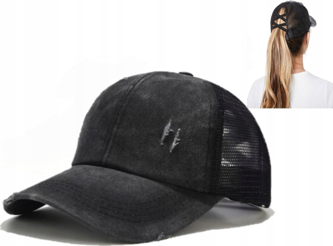 

Czapka Damska Z Daszkiem Na Kucyk Siatka Ponytail
