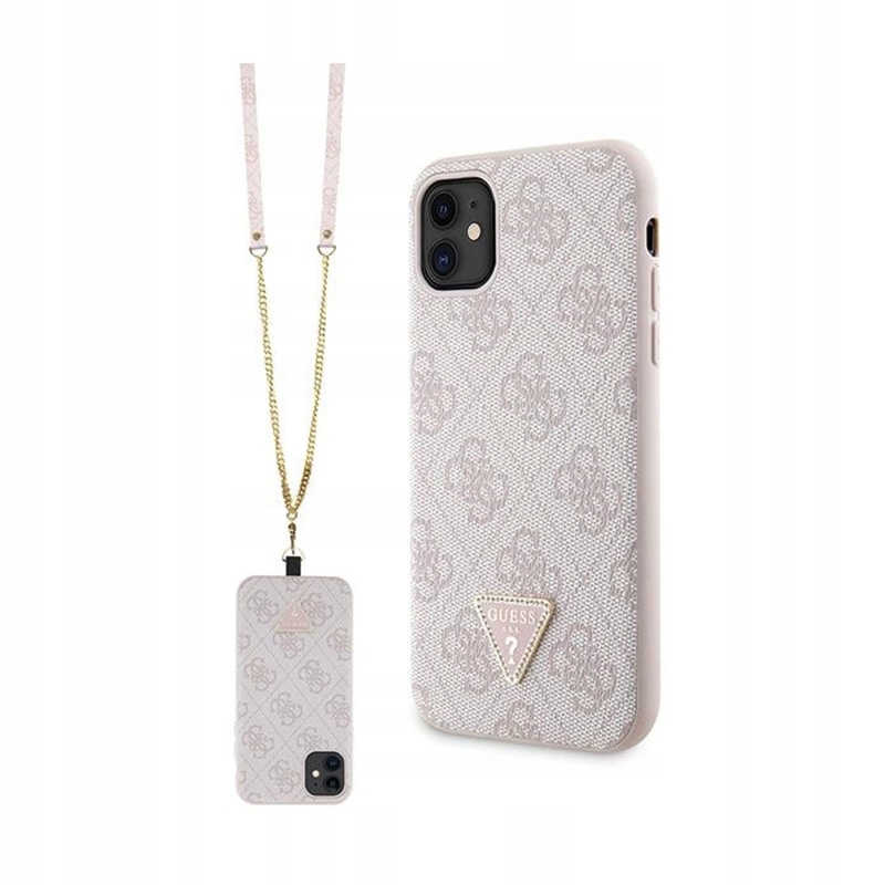 Pouzdro Guess Crossbody 4G pro iPhone 11, růžové kovové logo