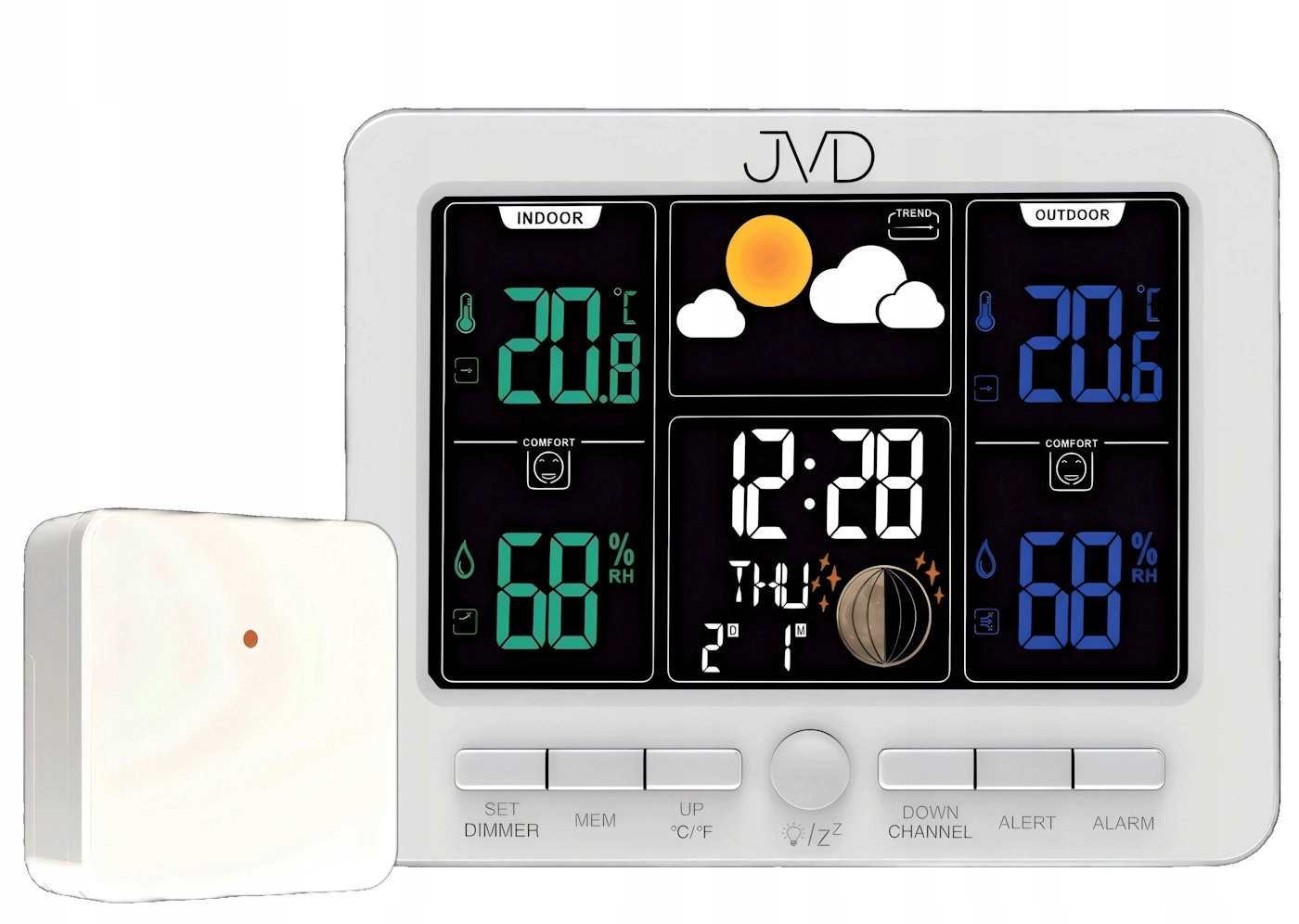 Meteostanice Jvd RB6685.1 Sonda Alarmy Počasí Teplota Vlhkost Trendy