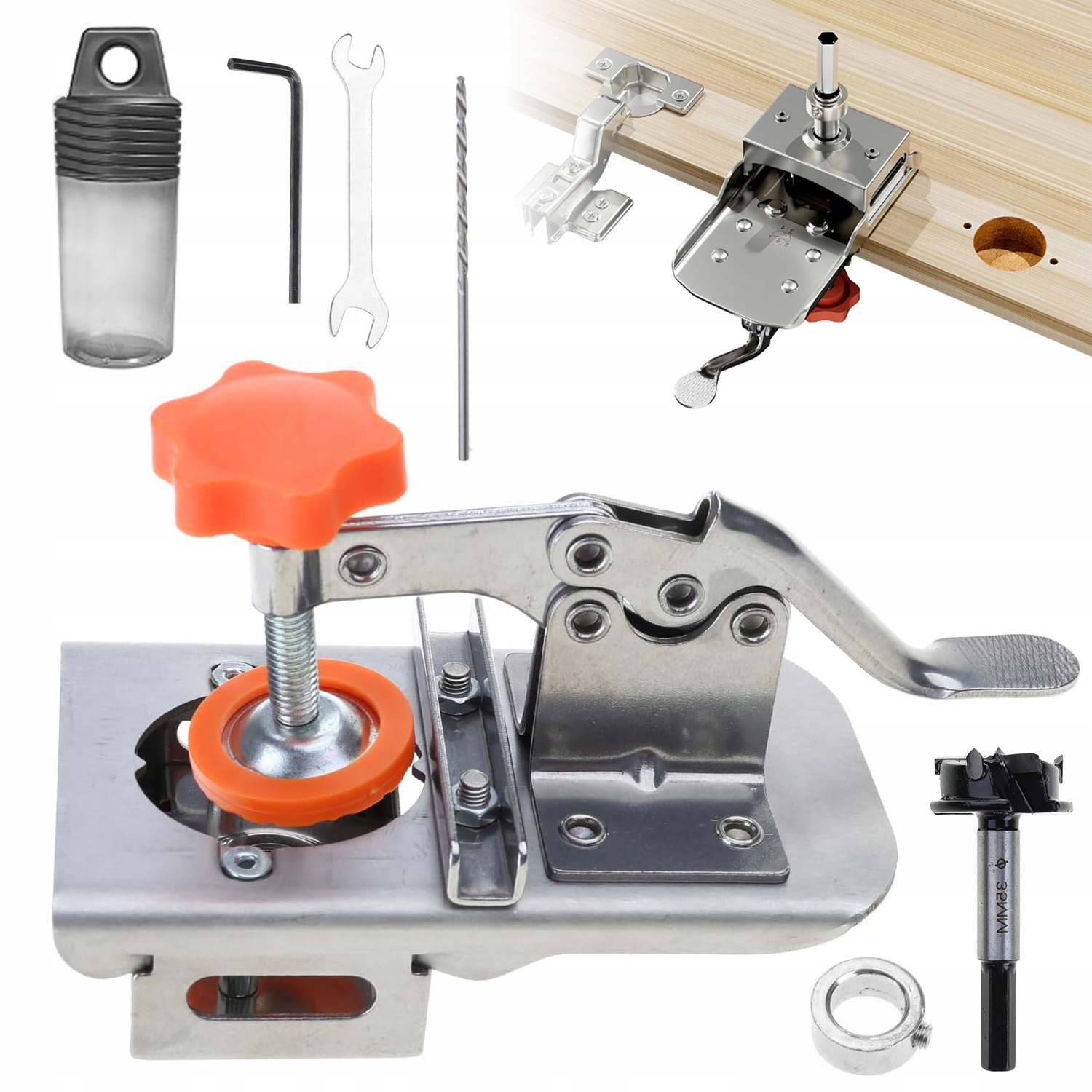 Vykrajovač Otvorů 35 MM Pro Nábytkové Závěsy Otvírák Na Závěsy Stříbrný