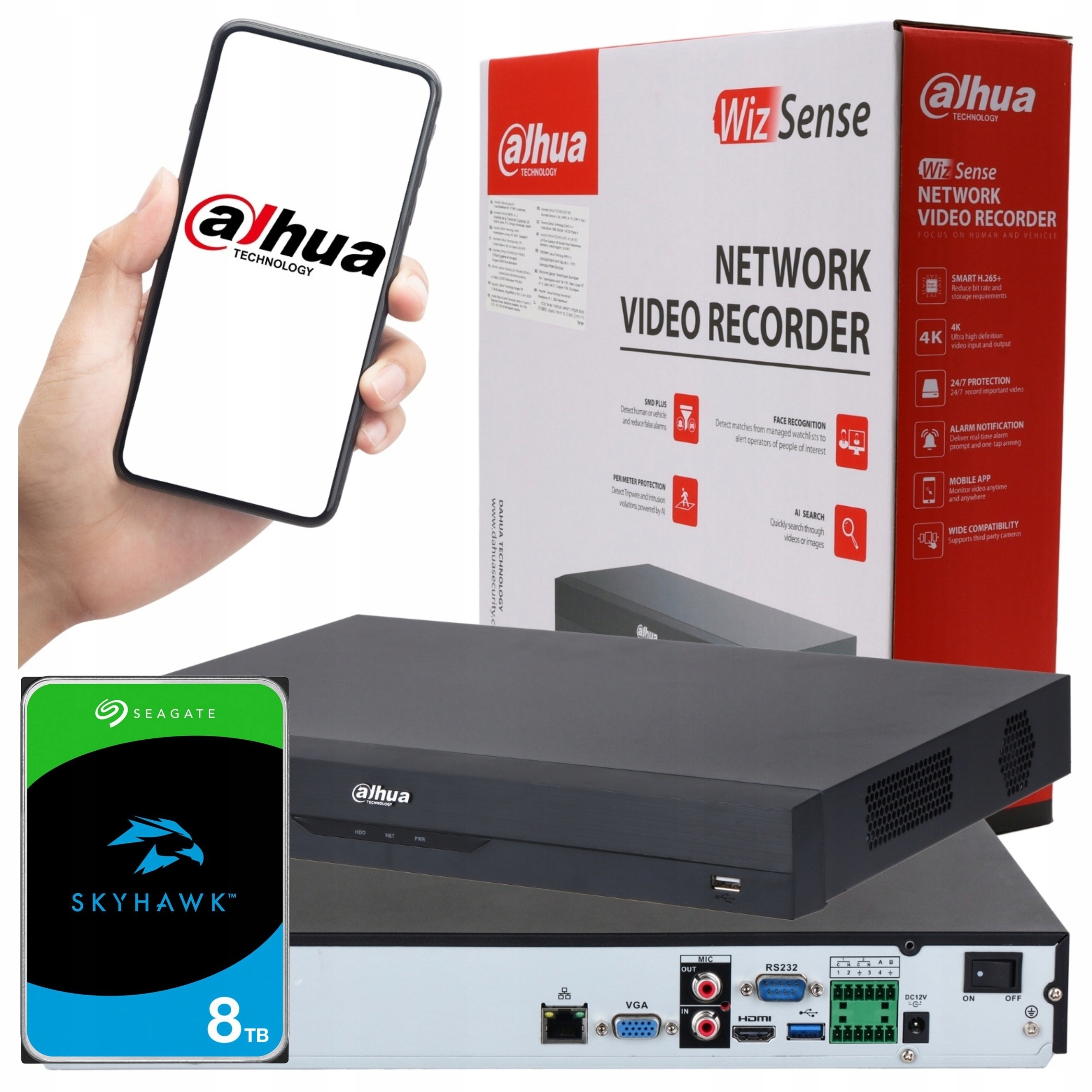 Ip rekordér Dahua NVR5216-EI WizSense Ai 16-kanálový 32Mpx 4K disk 8TB