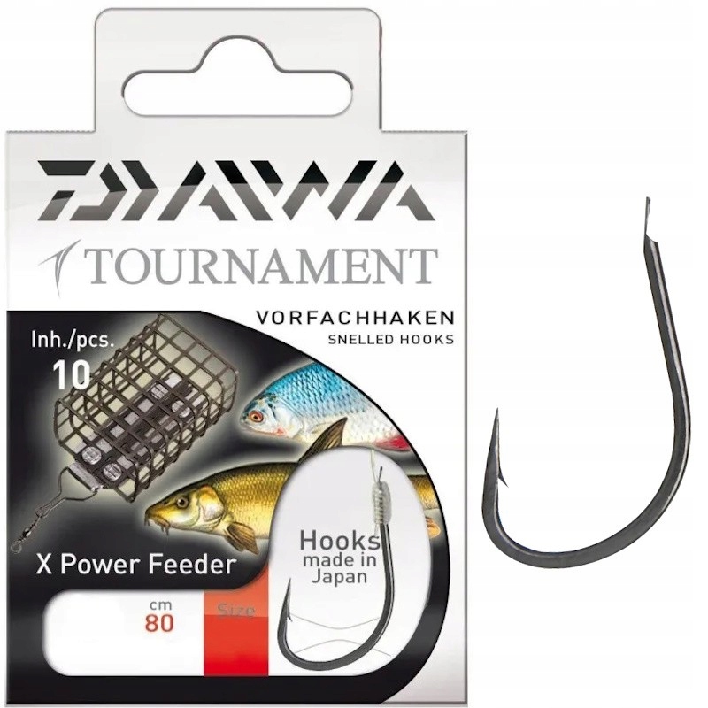 Haczyki Z Przyponem Daiwa Tournament X Power Feeder Nr 4 0.23mm 80cm 10szt.